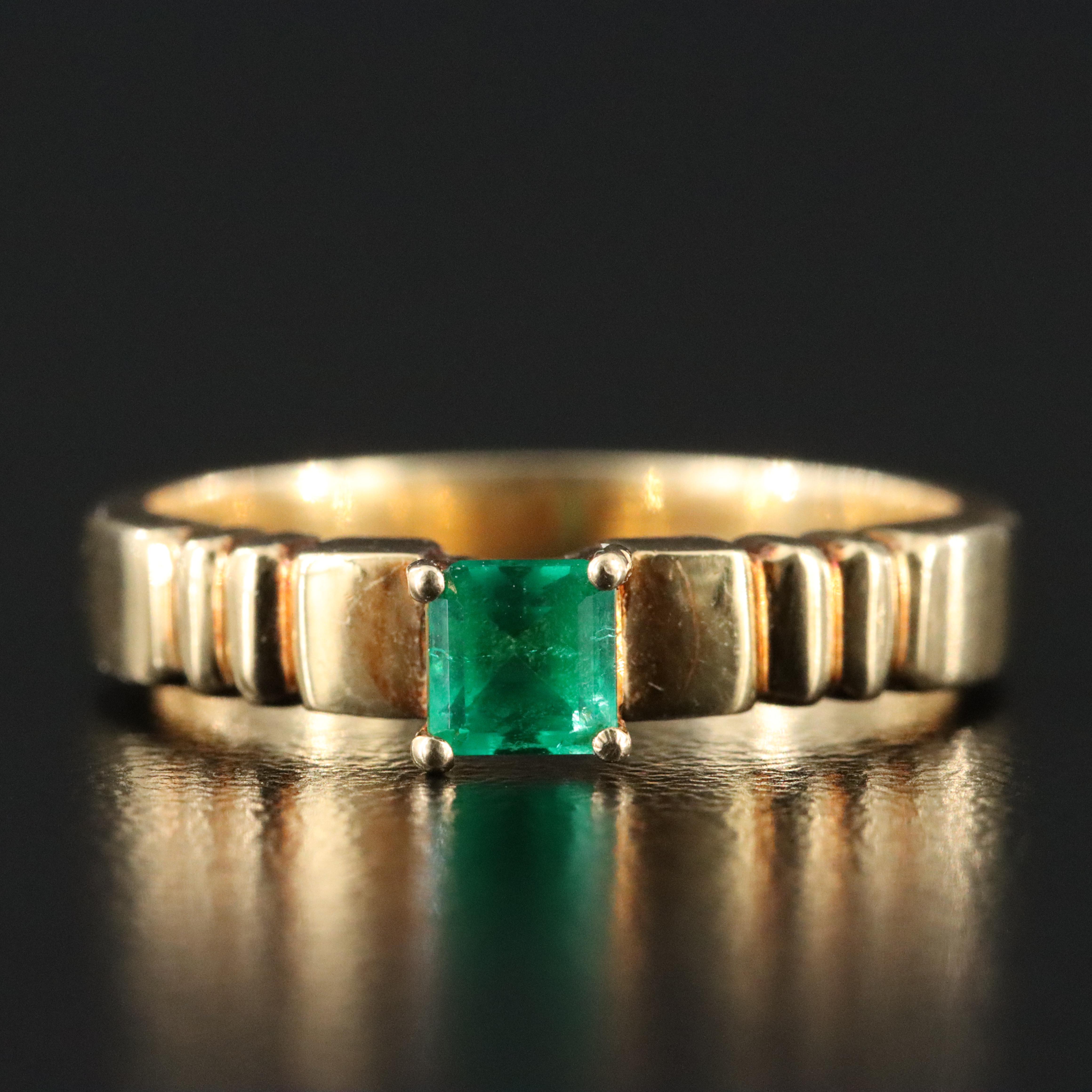 18K Emerald Solitaire Ring