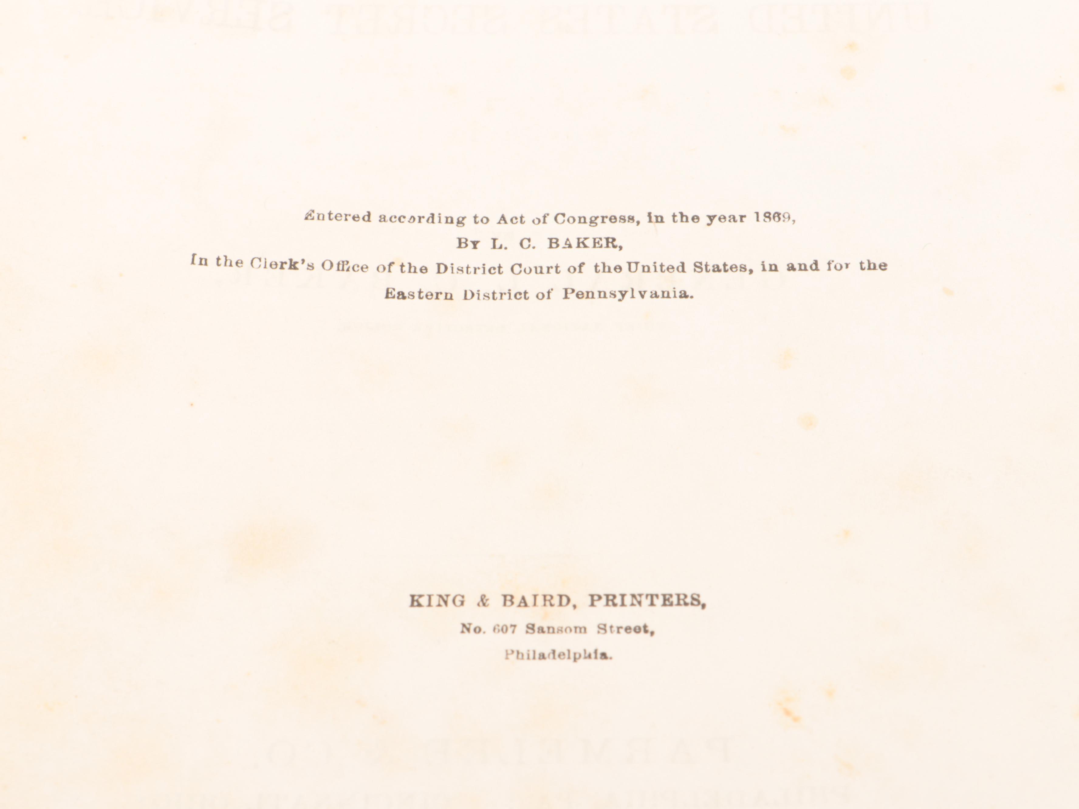 "History of the United States Secret Service" by L. C. Baker, 1869
