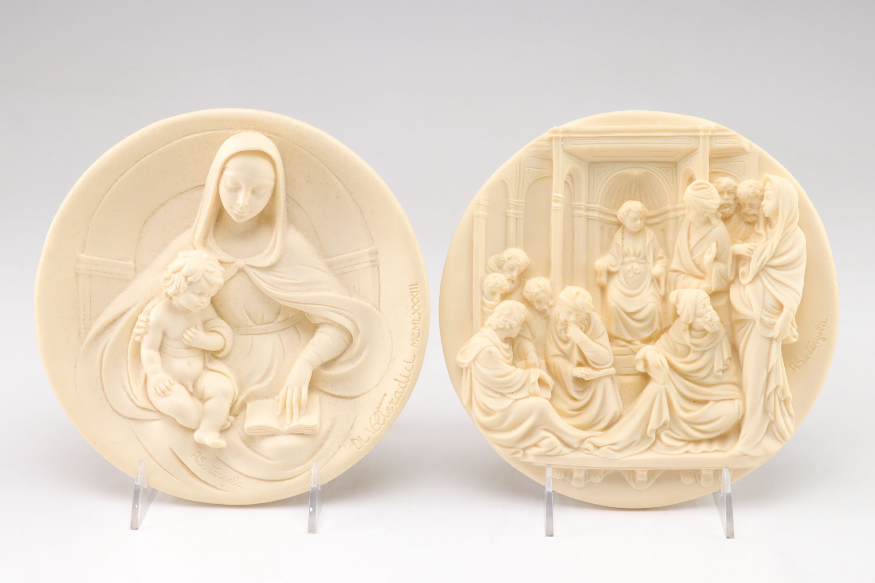 Studio Dante di Volteradici Bas Relief Collector Plates, 1980s