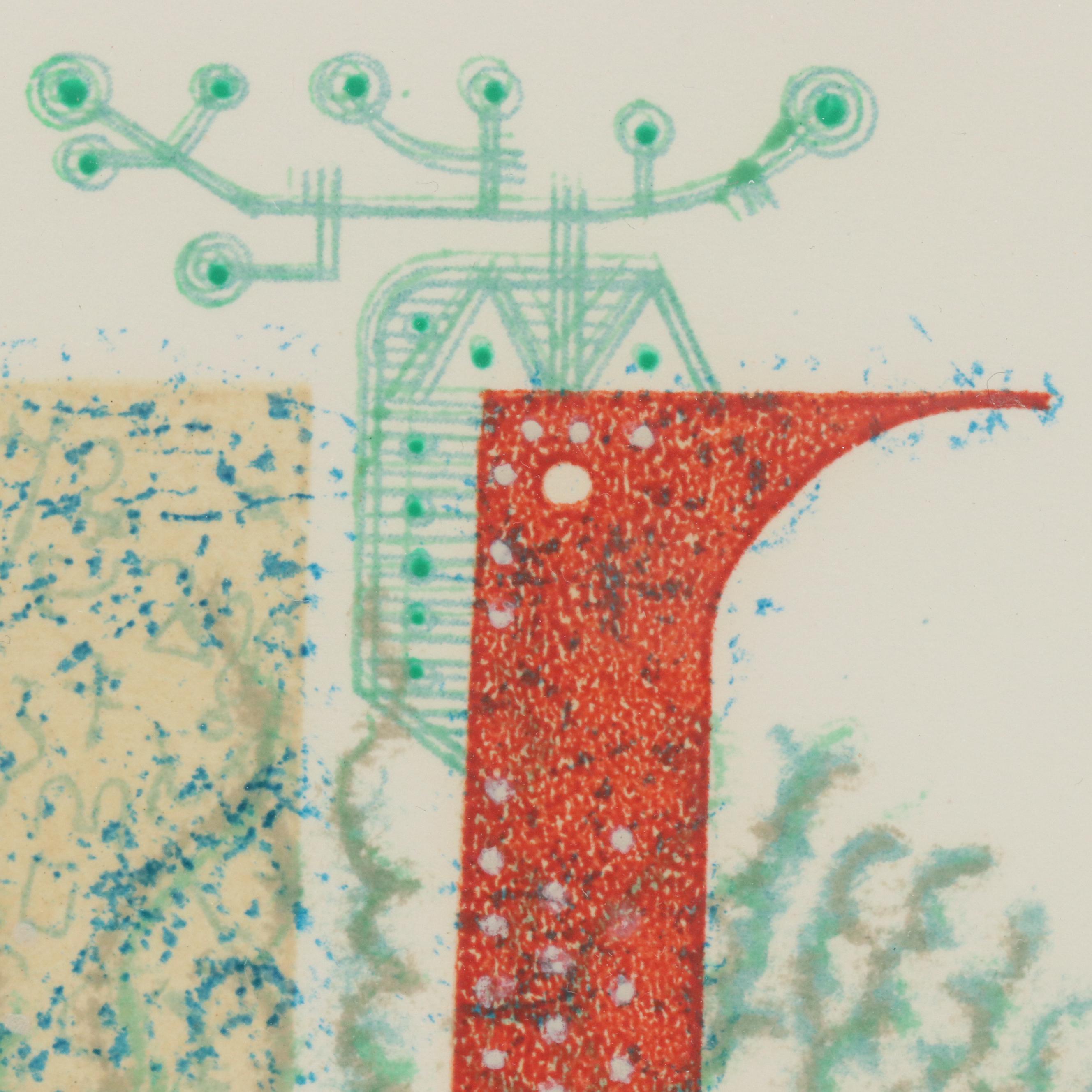 Ohba Masao Mimeograph "Red Bird III," Late 20th Century