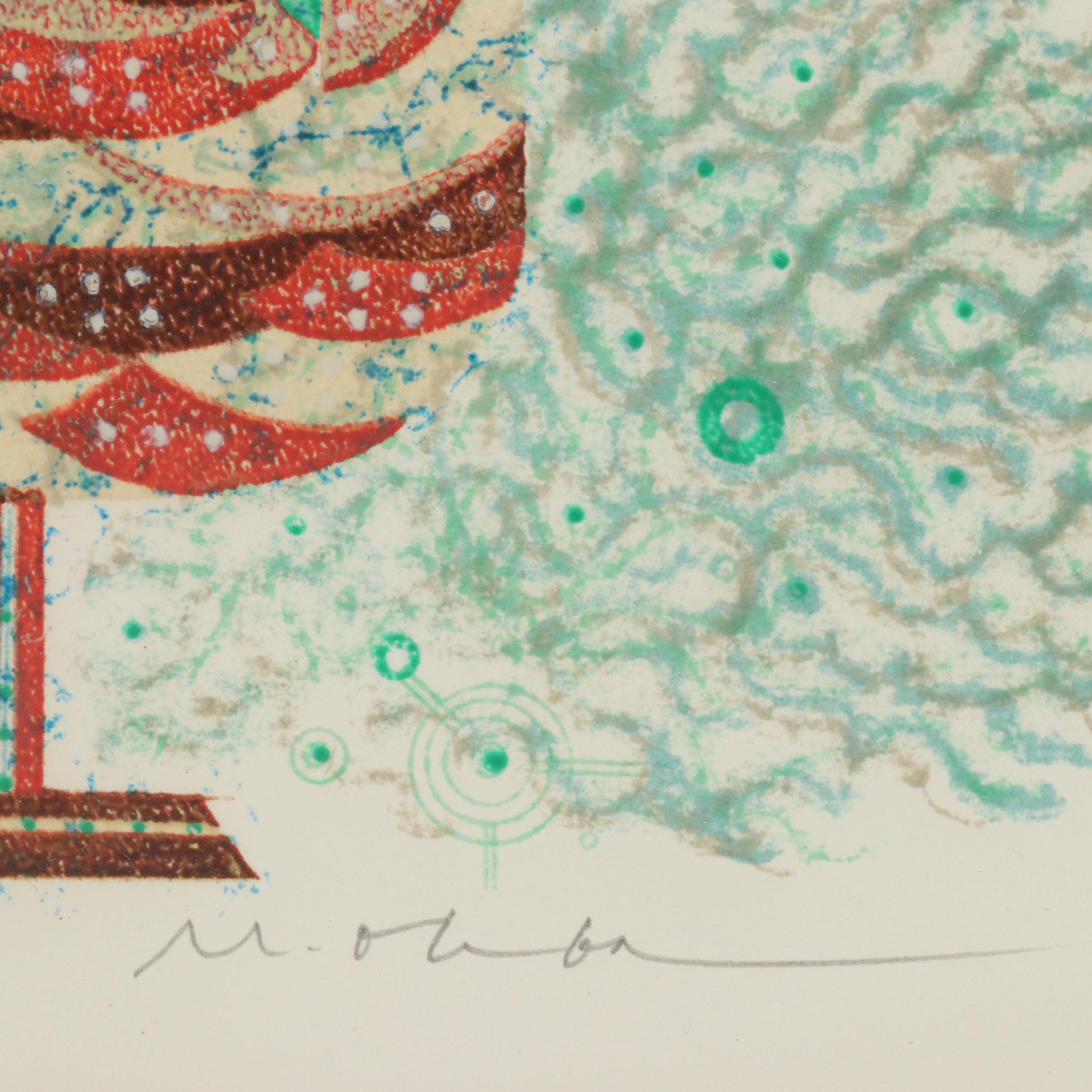 Ohba Masao Mimeograph "Red Bird III," Late 20th Century