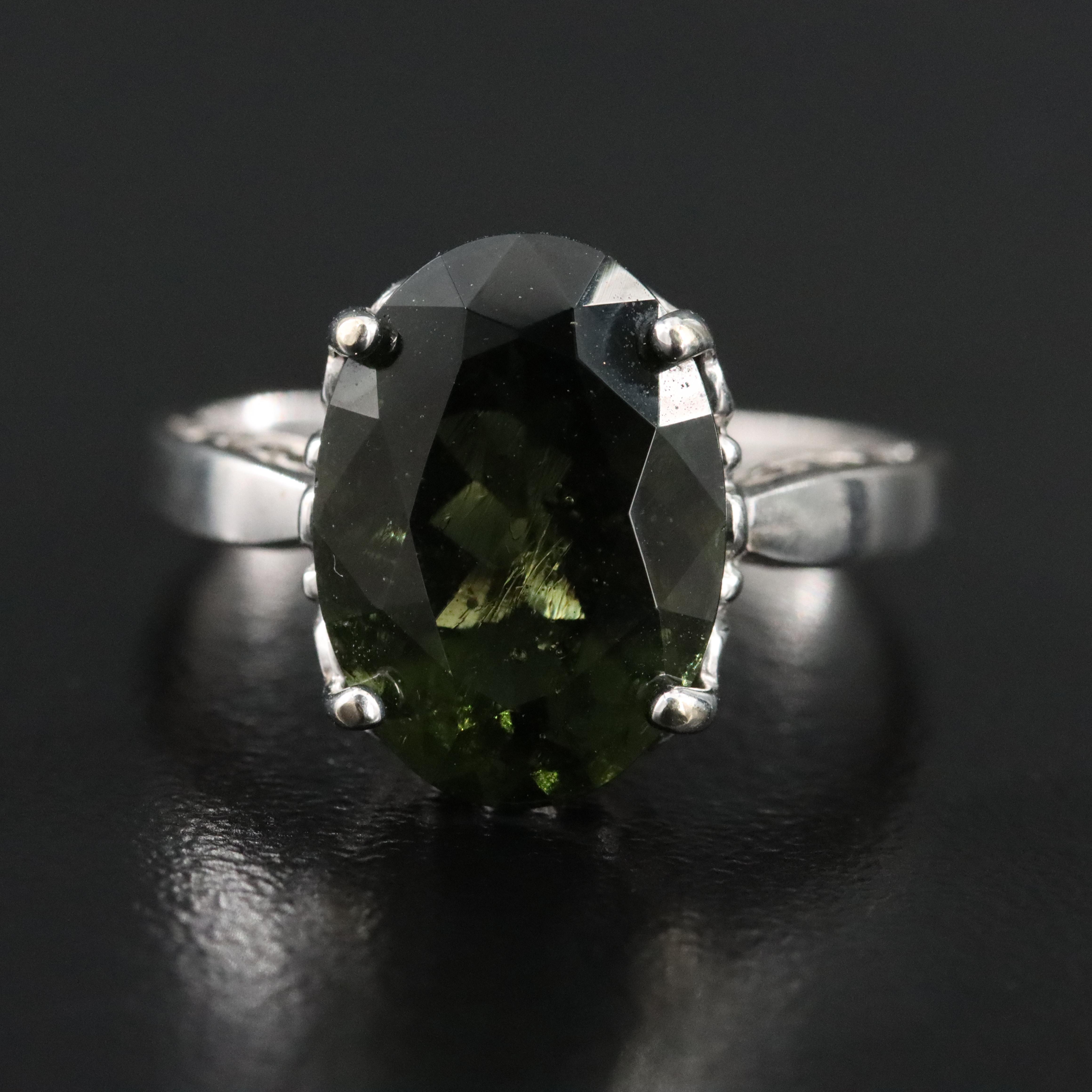 14K Moldavite Ring