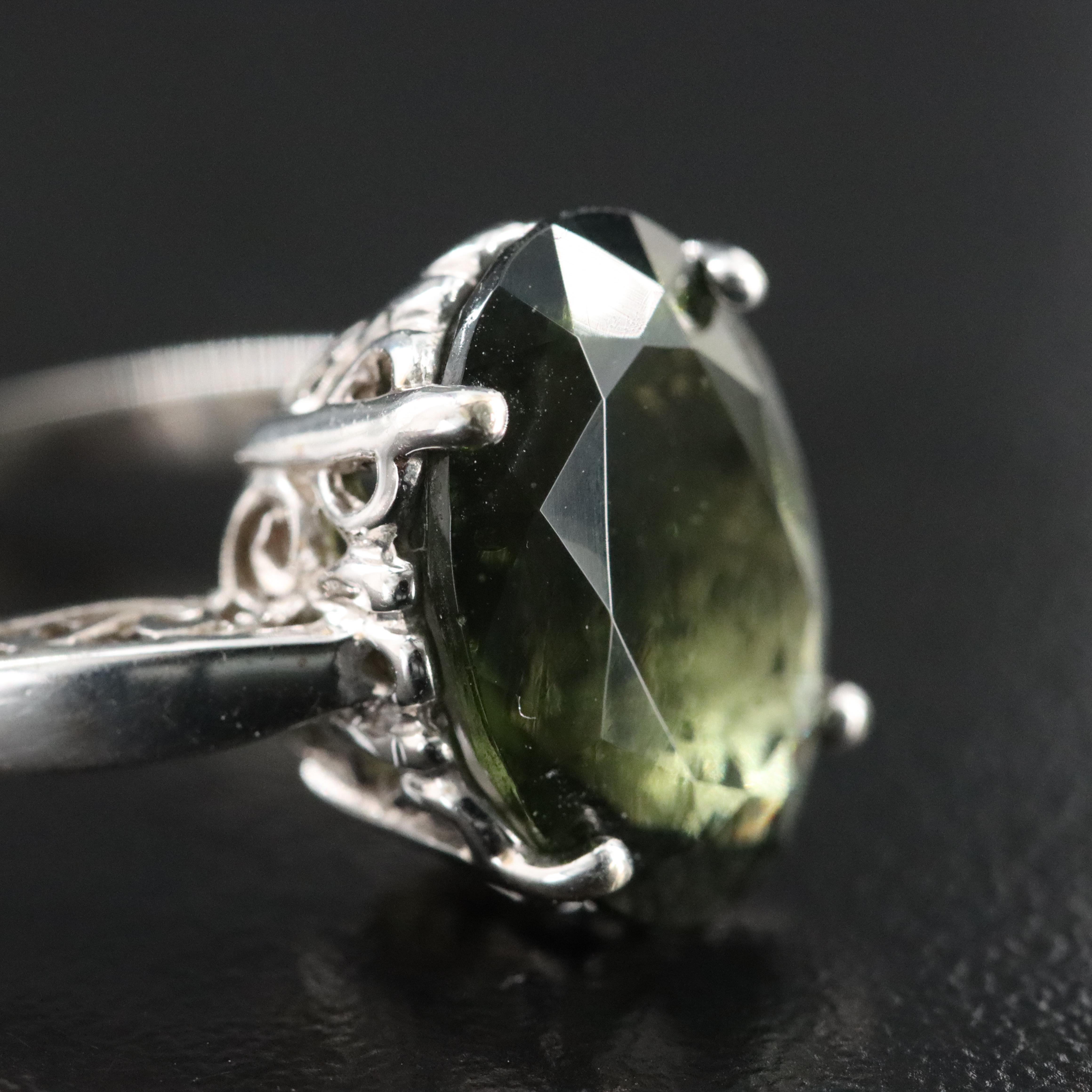 14K Moldavite Ring