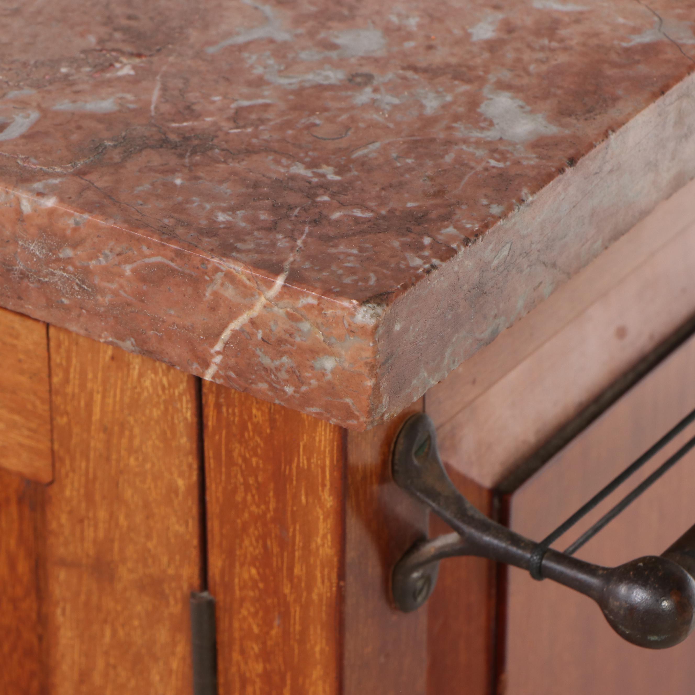 Edwardian Marble Top Mahogany Washstand, Early 20th Century