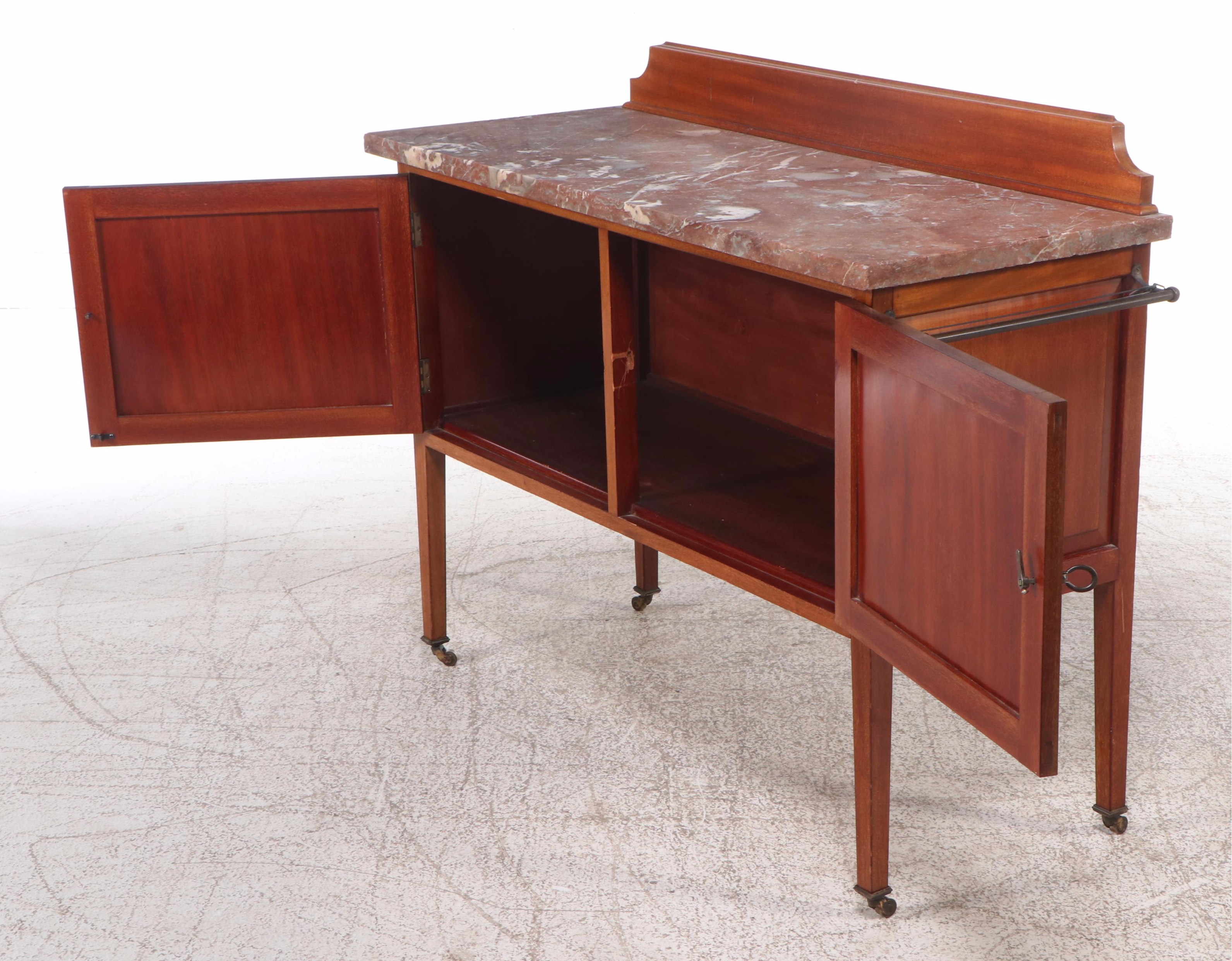 Edwardian Marble Top Mahogany Washstand, Early 20th Century