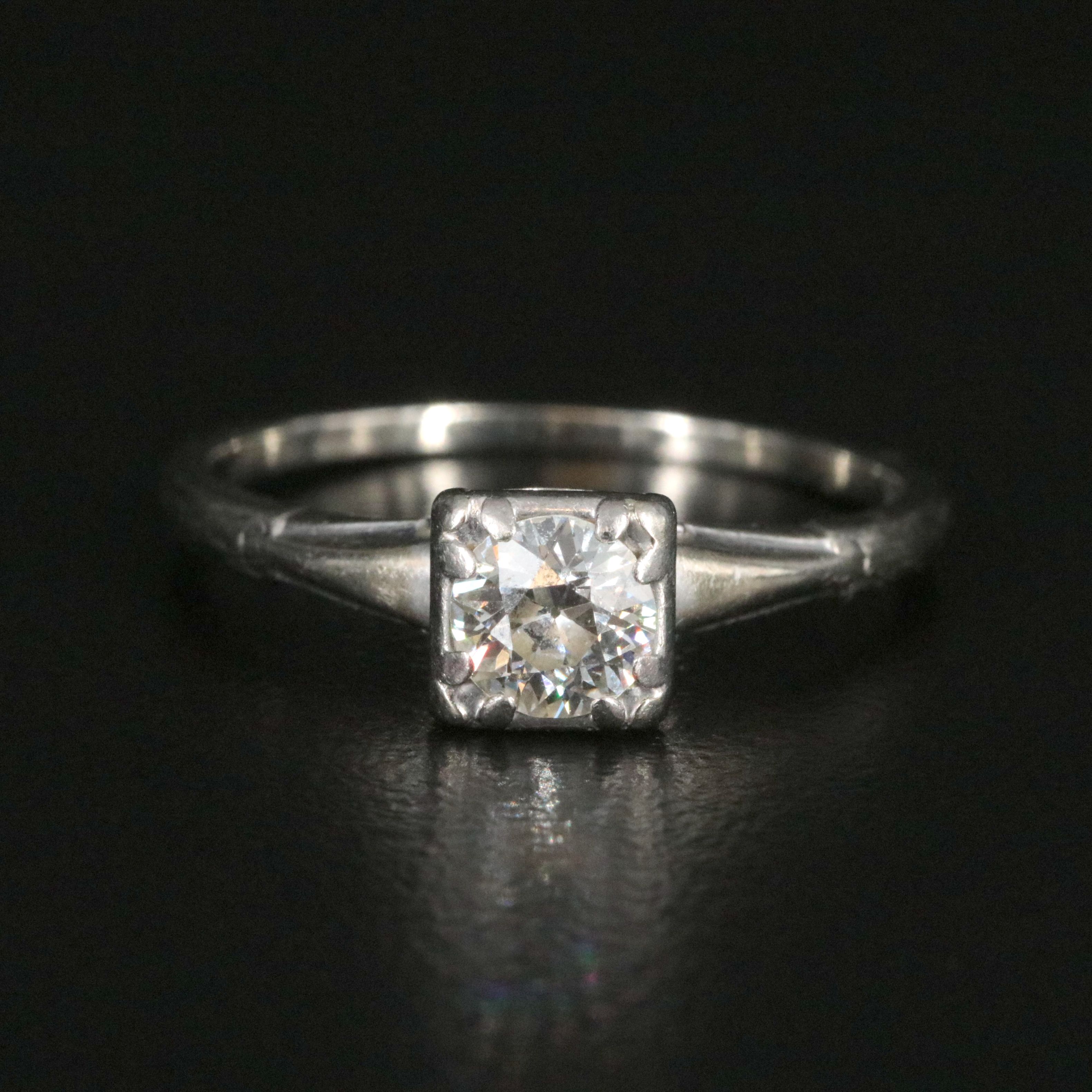 Vintage 18K 0.40 CT Diamond Solitaire Ring with Palladium Setting