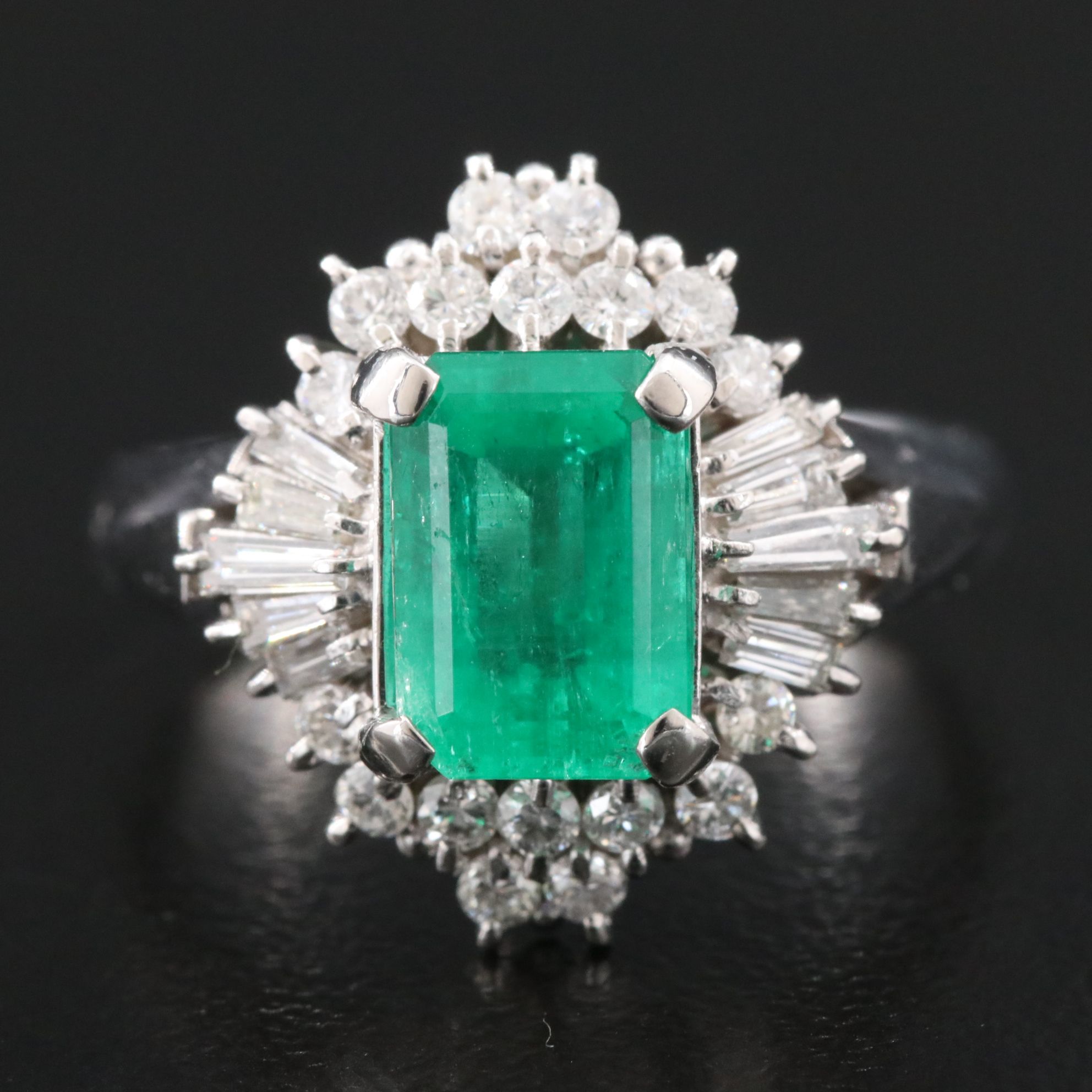 Platinum 1.88 CT Colombian Emerald and Diamond Ring with GIA Report
