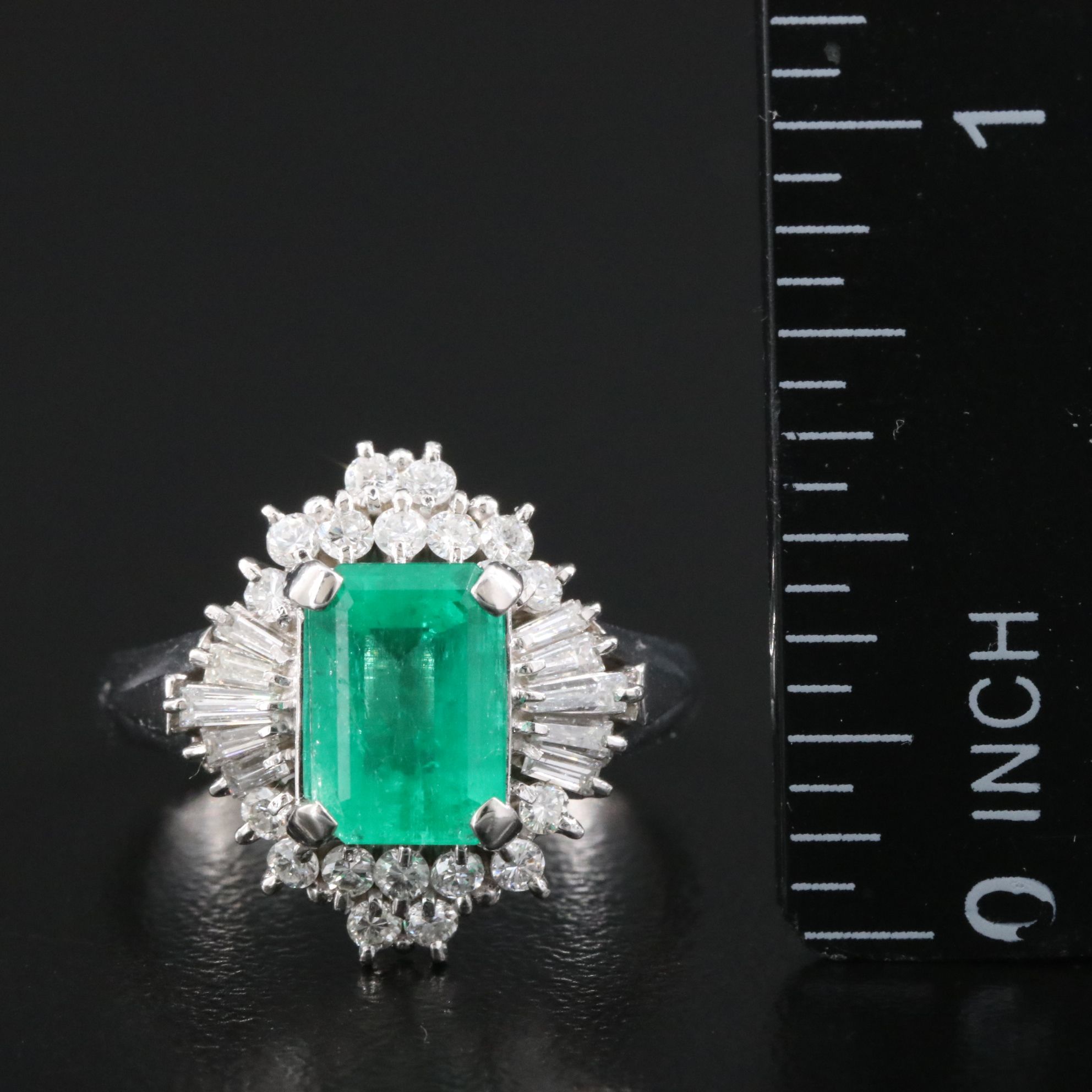 Platinum 1.88 CT Colombian Emerald and Diamond Ring with GIA Report