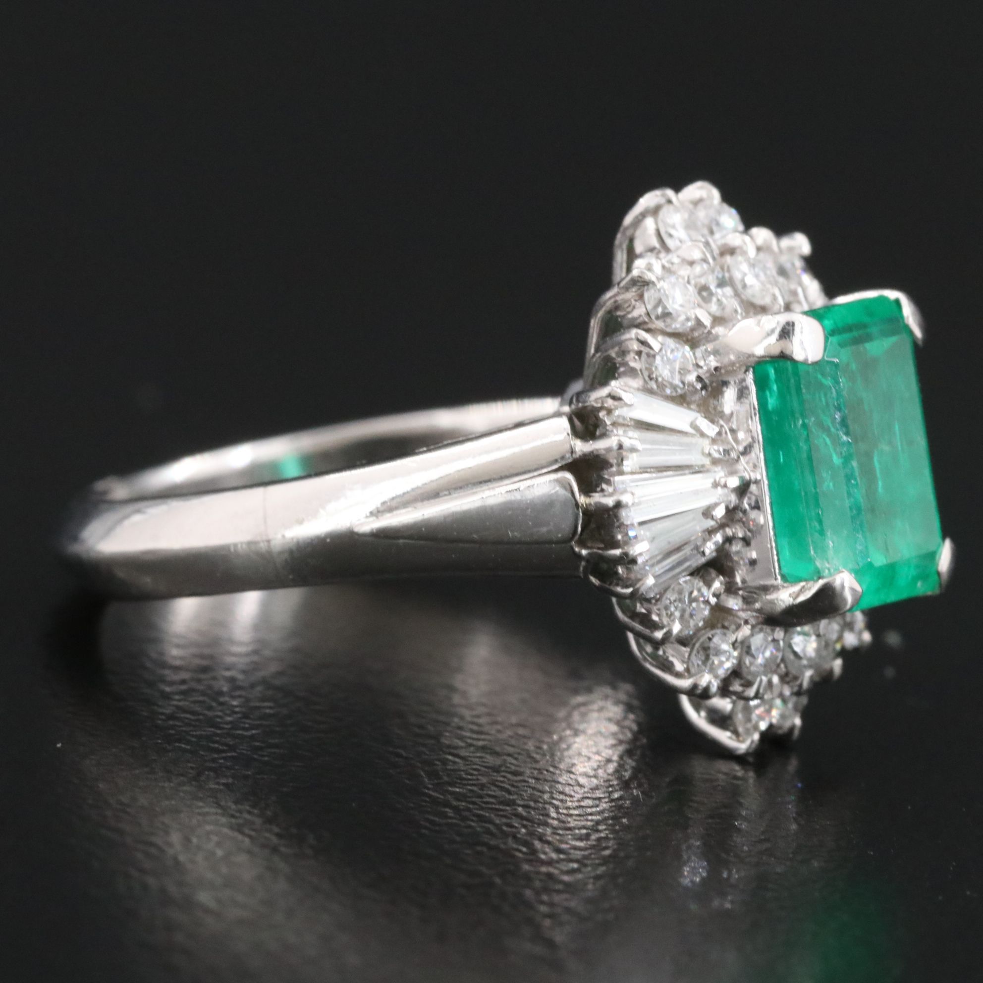 Platinum 1.88 CT Colombian Emerald and Diamond Ring with GIA Report
