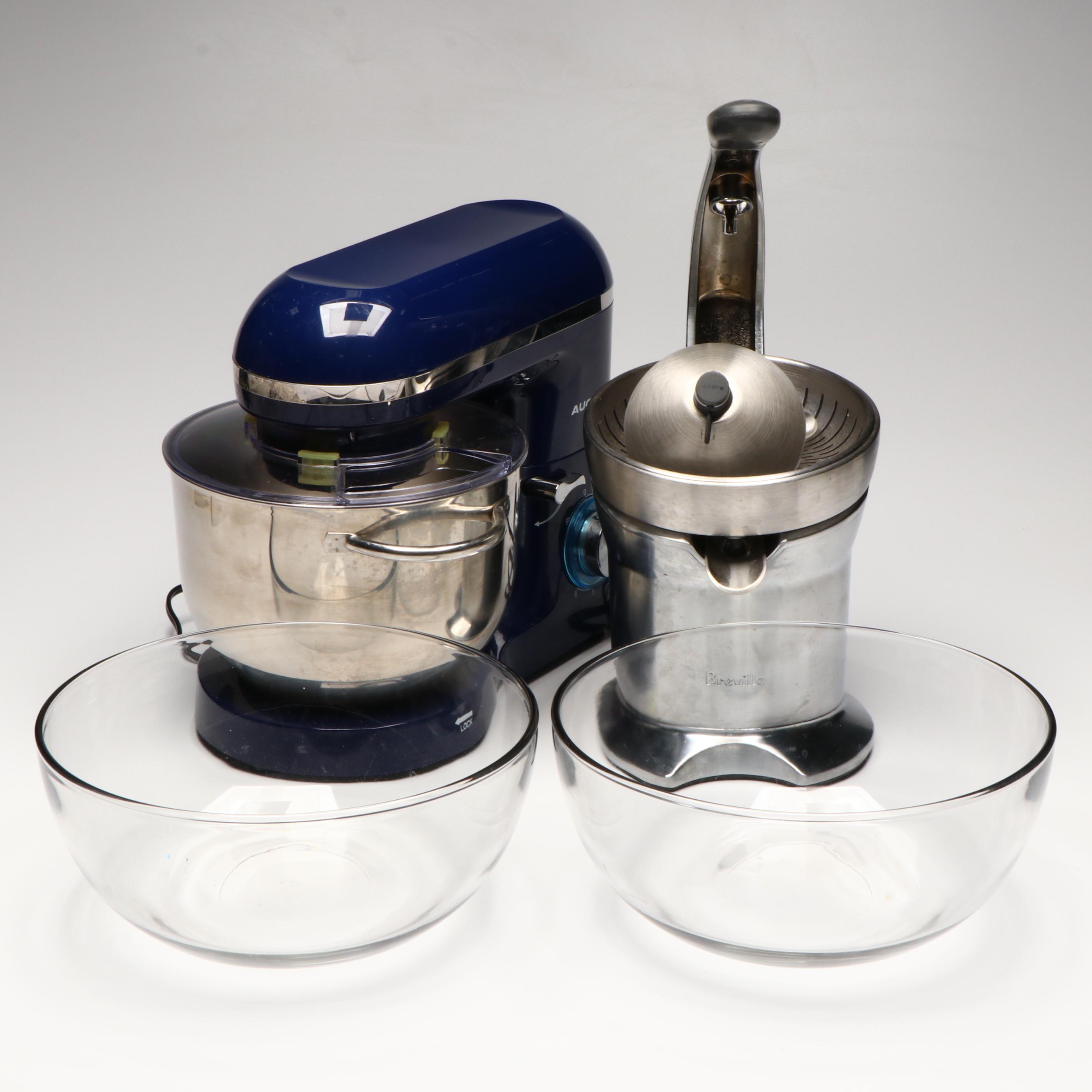 Breville Juicer with Aucma Stand Mixer and Glass Bowls