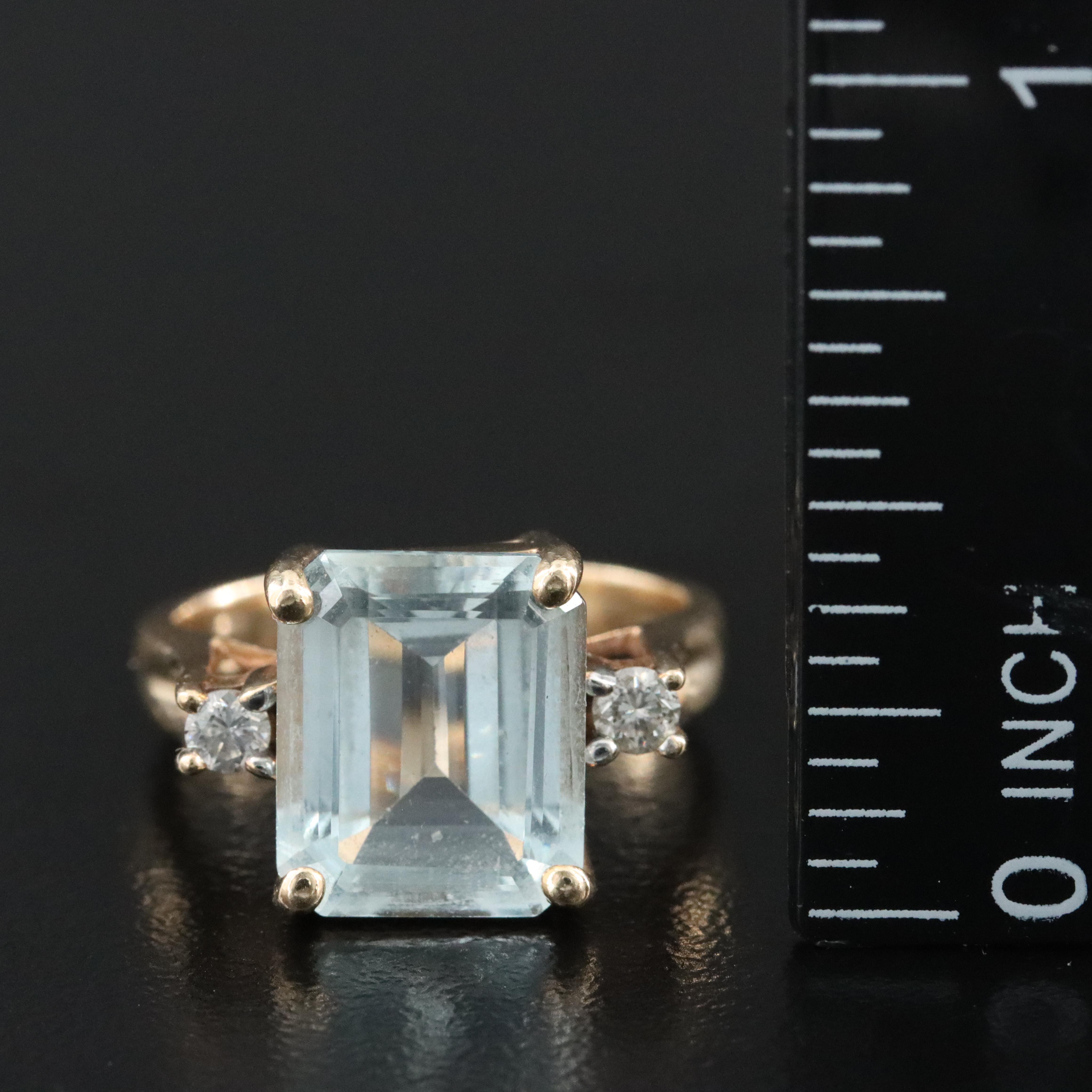 14K 4.23 CT Aquamarine and Diamond Ring