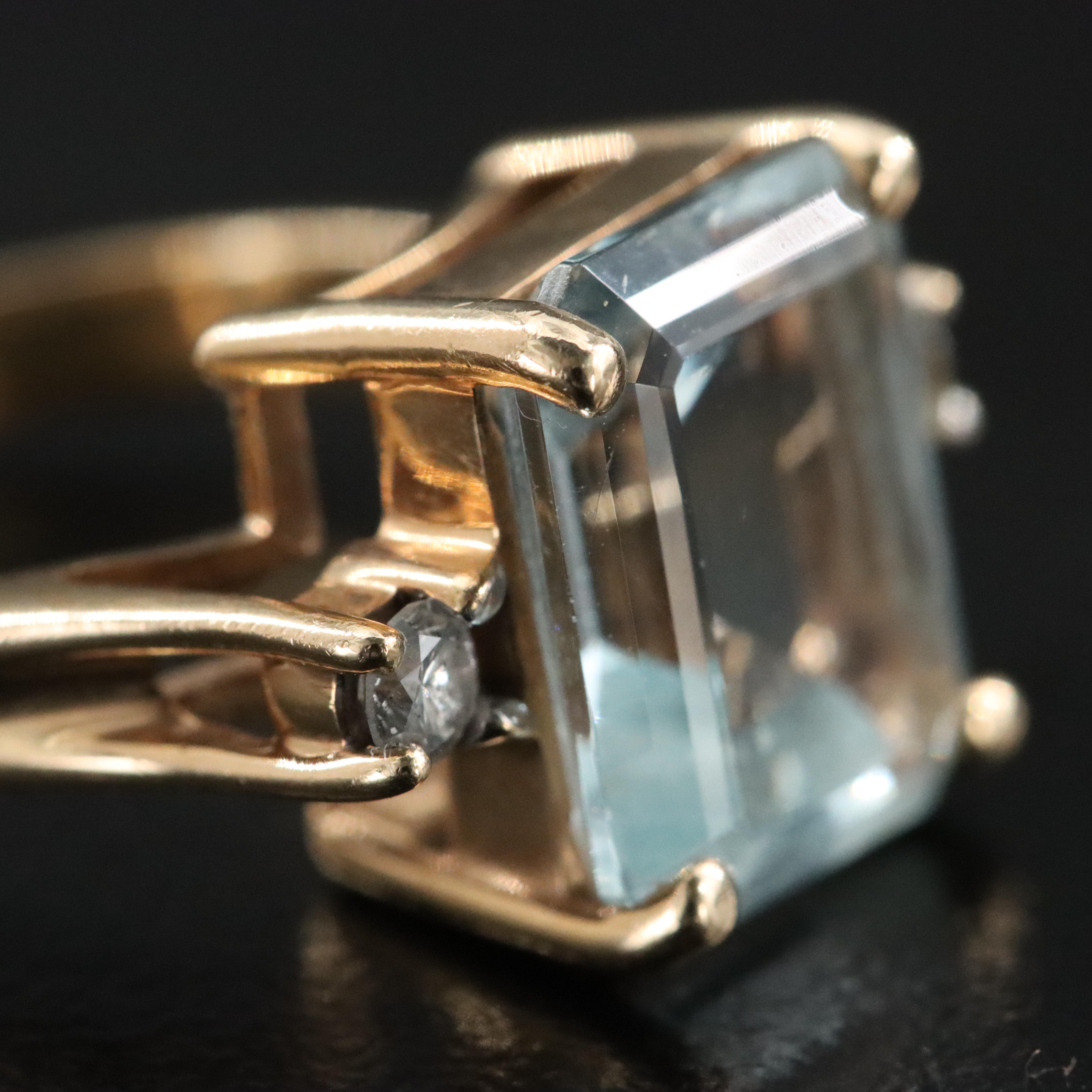14K 4.23 CT Aquamarine and Diamond Ring