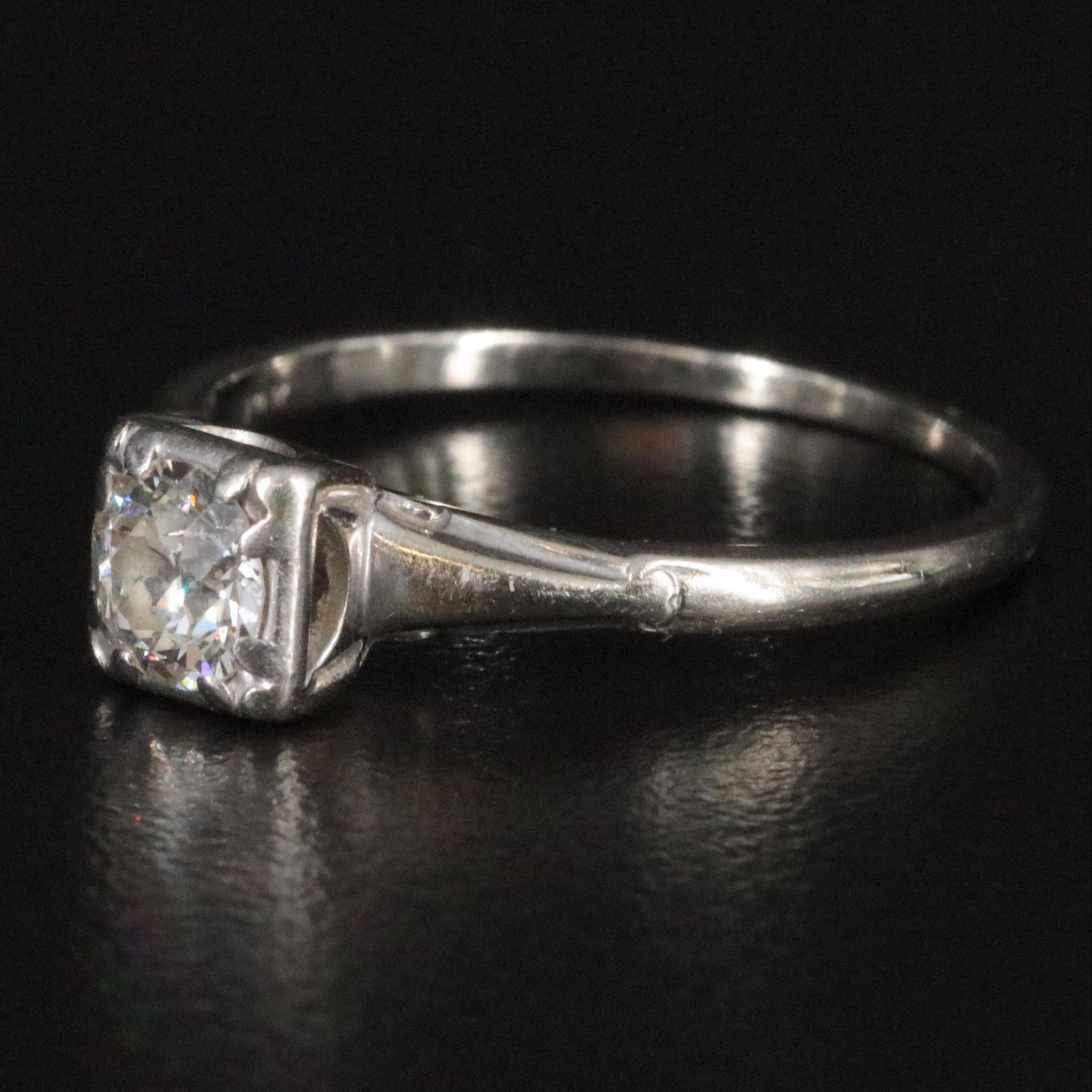 Vintage 18K 0.40 CT Diamond Solitaire Ring with Palladium Setting