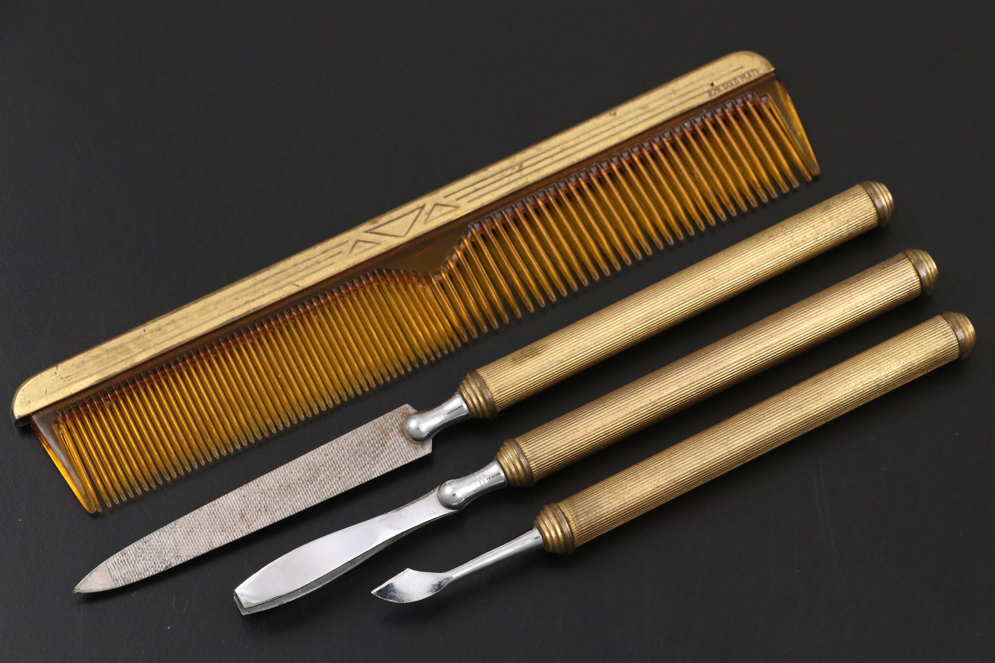 22K Gilt Accented Vanity Accessories Set, Early 20th Century