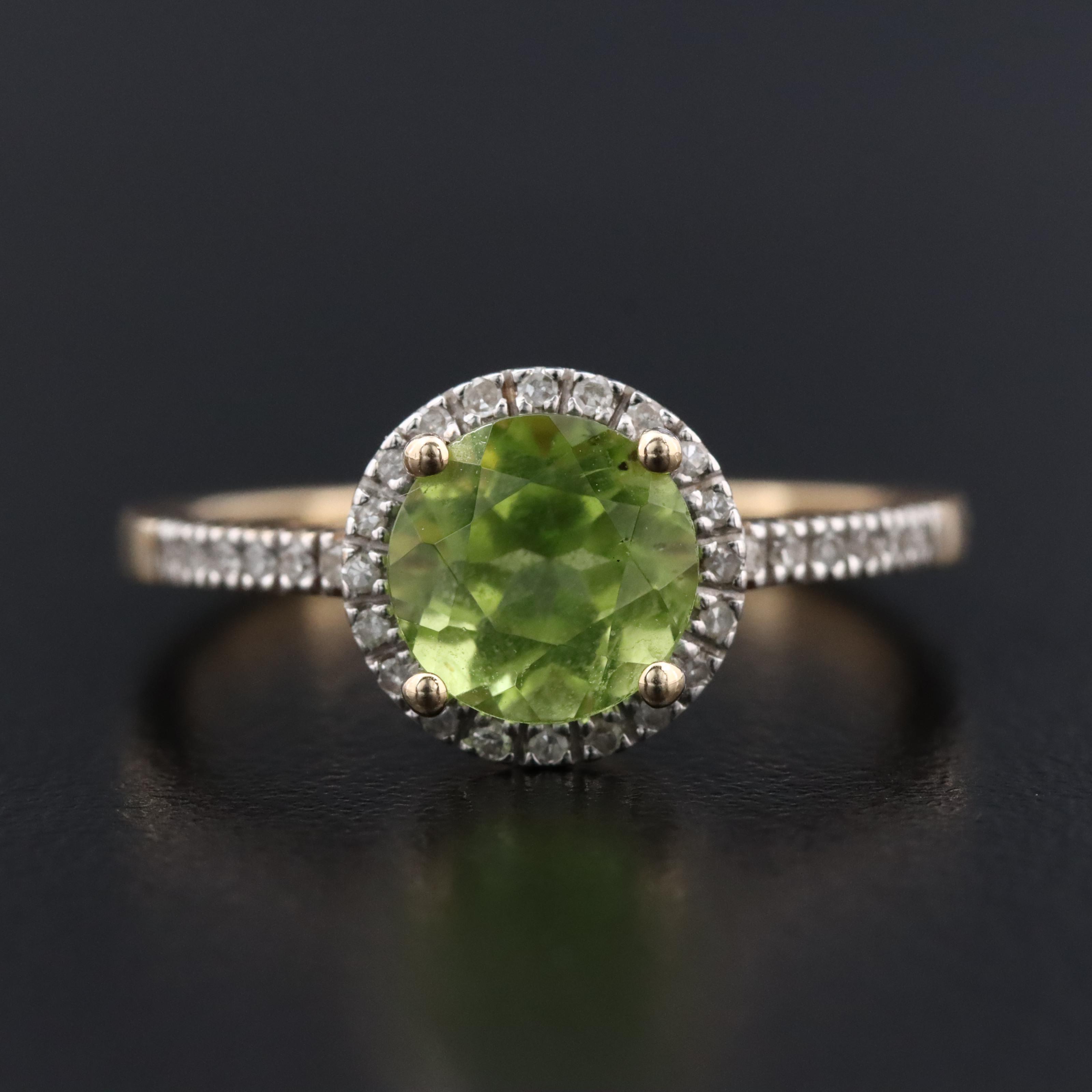 14K Peridot and Diamond Ring