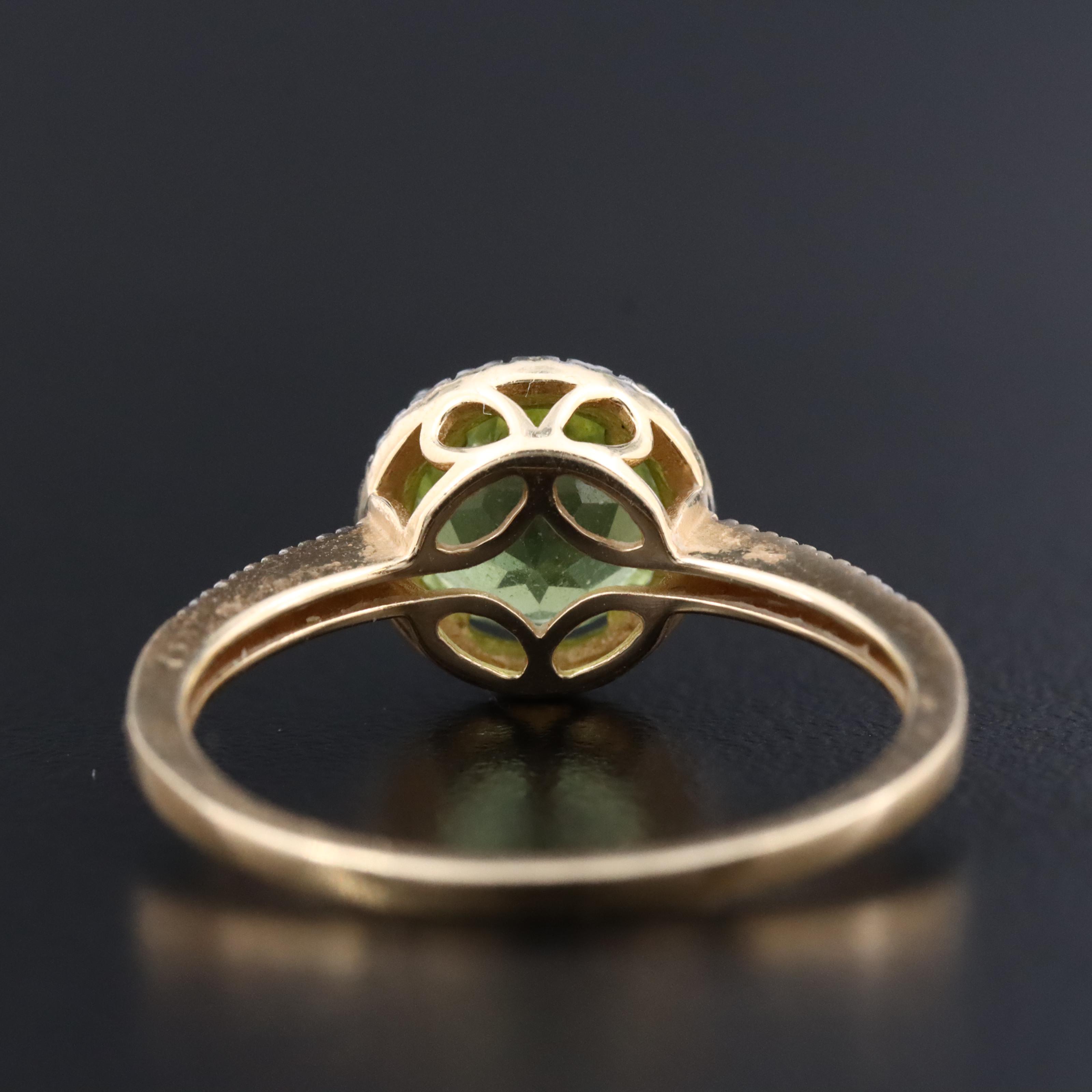 14K Peridot and Diamond Ring