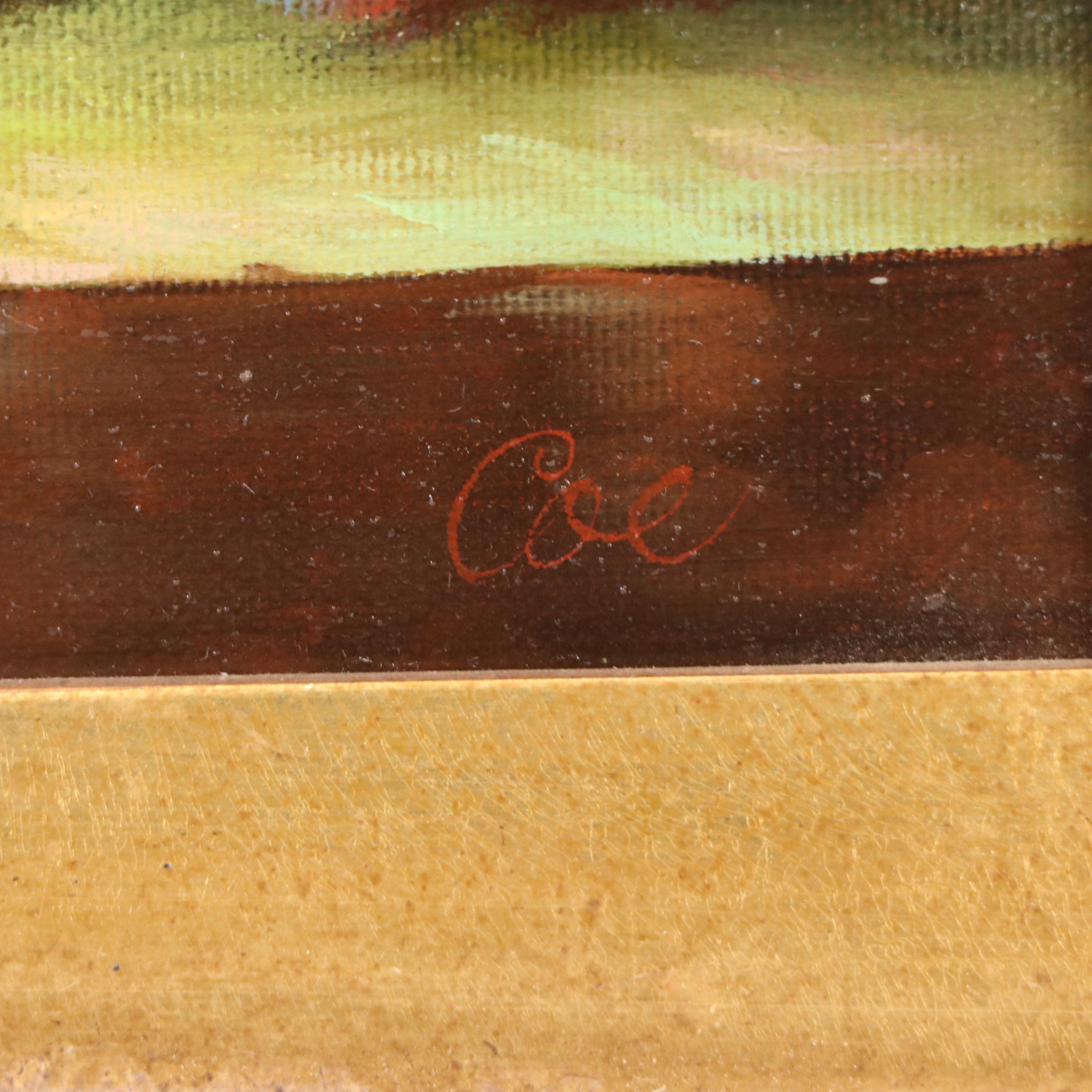 Still Life Oil Painting with Apples and Grapes, 20th-21st Century