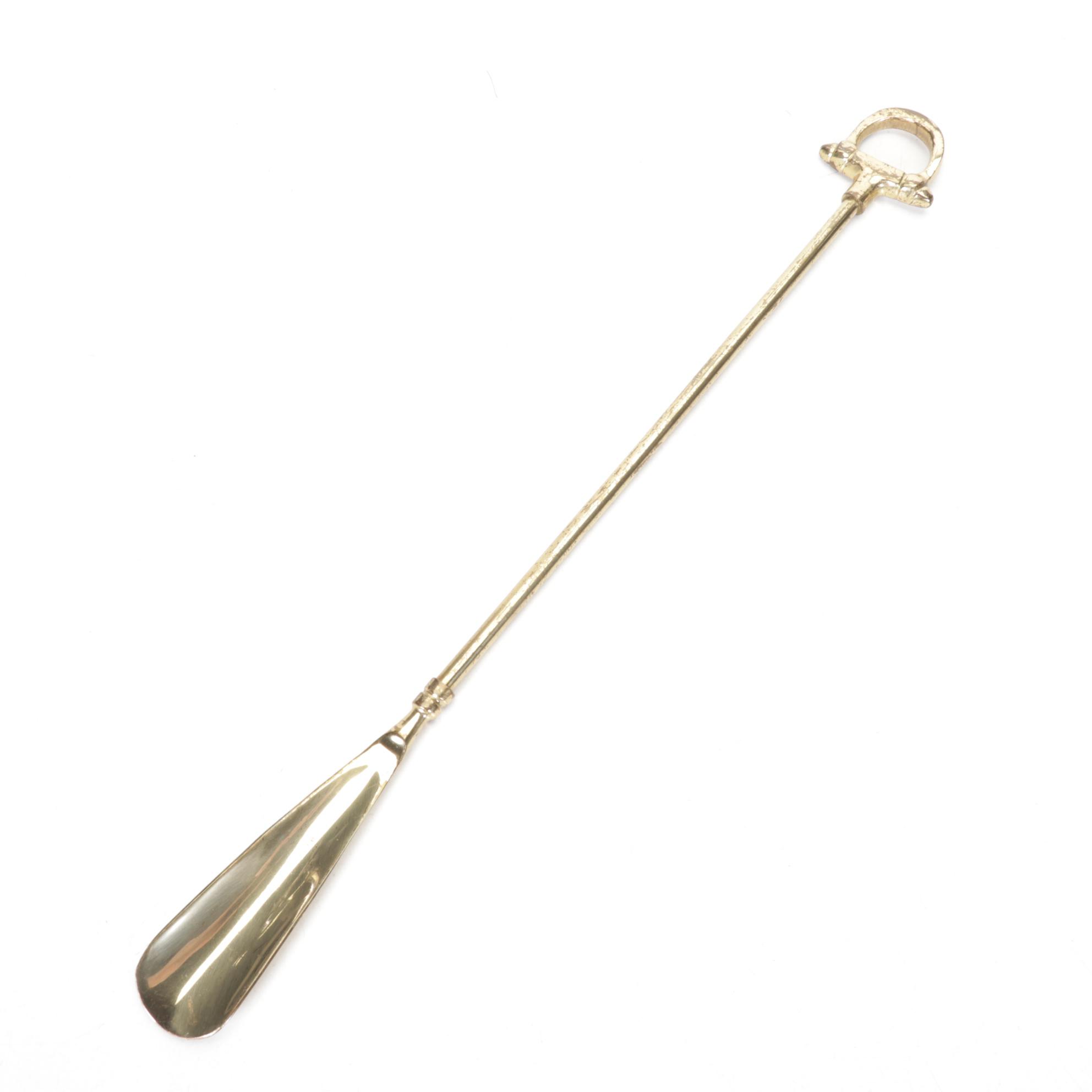 Long Handled Polished Brass Shoe Horn