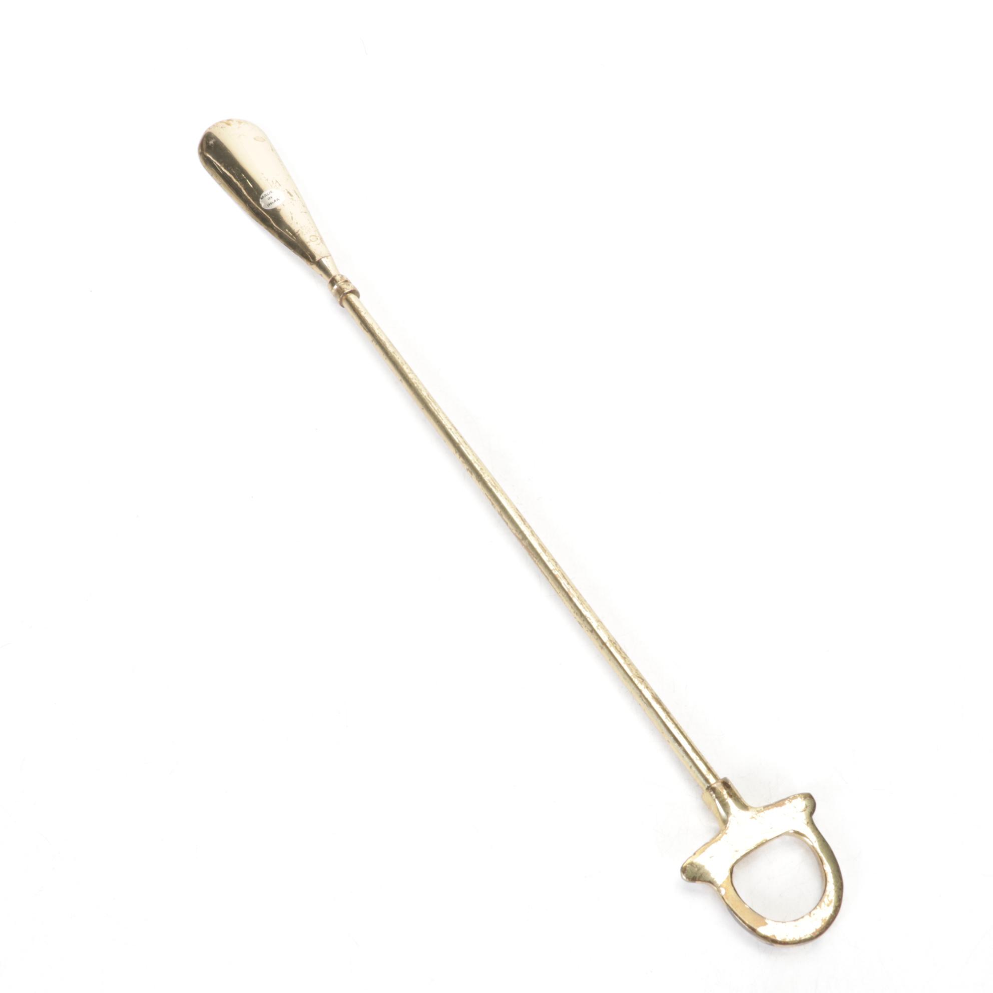 Long Handled Polished Brass Shoe Horn