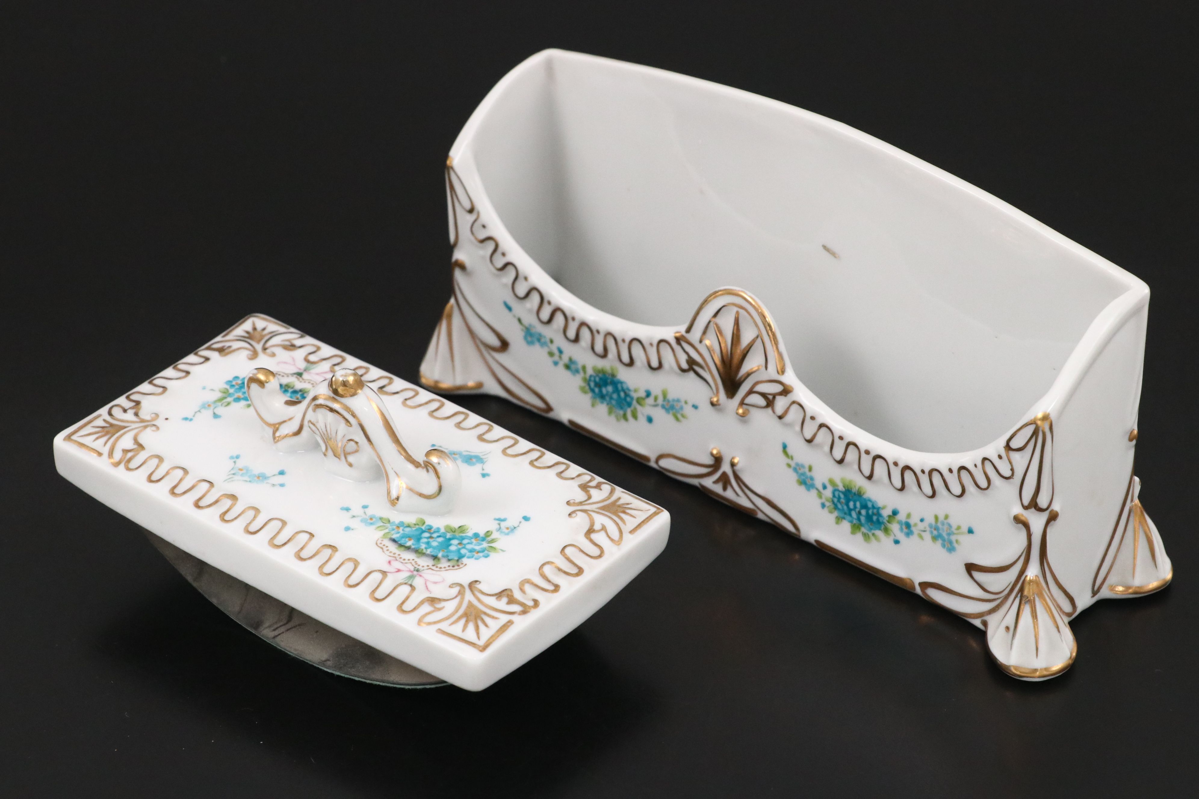 Victorian Style Porcelain Desk Set, Mid to Late 20th Century