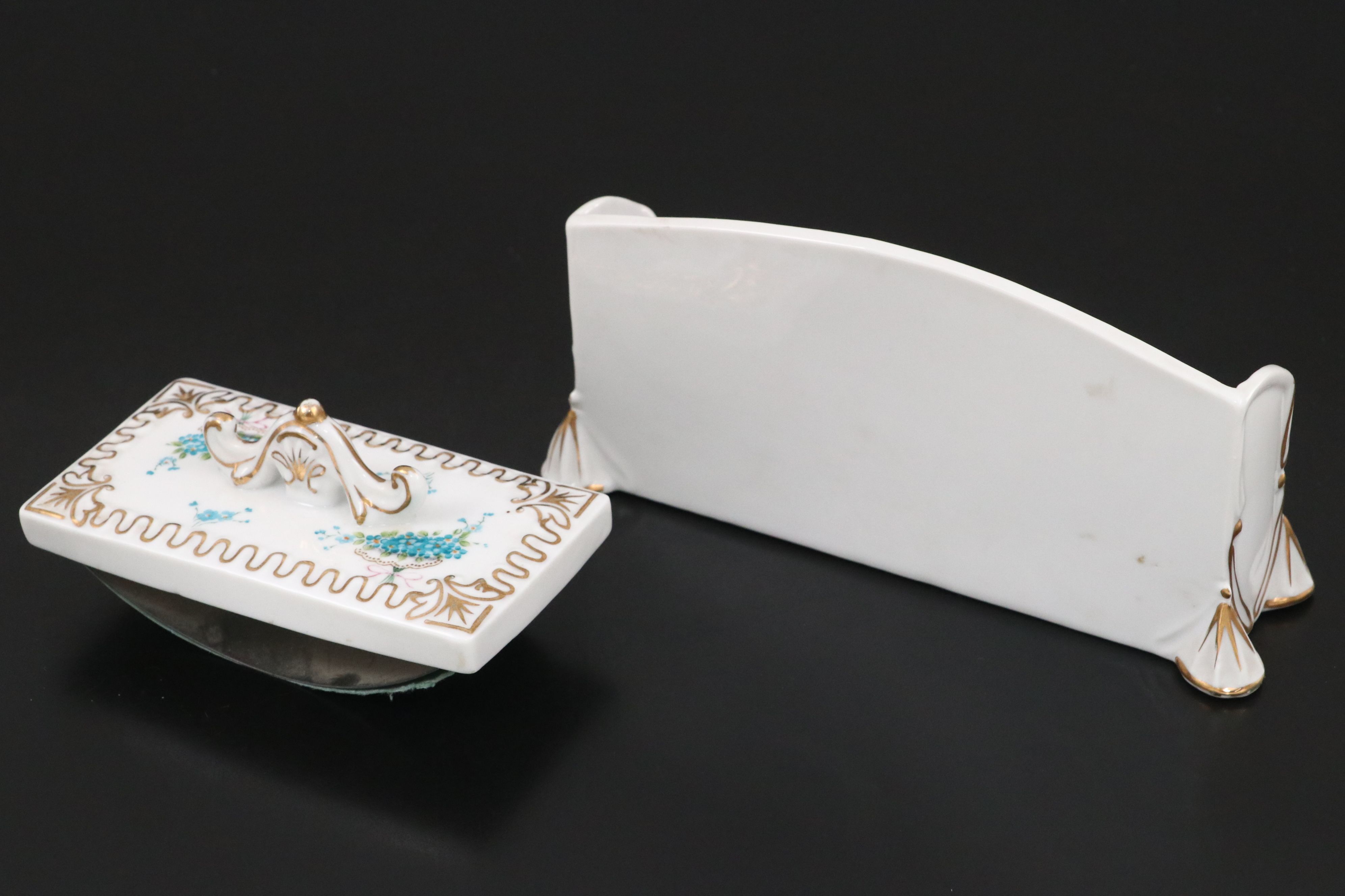 Victorian Style Porcelain Desk Set, Mid to Late 20th Century