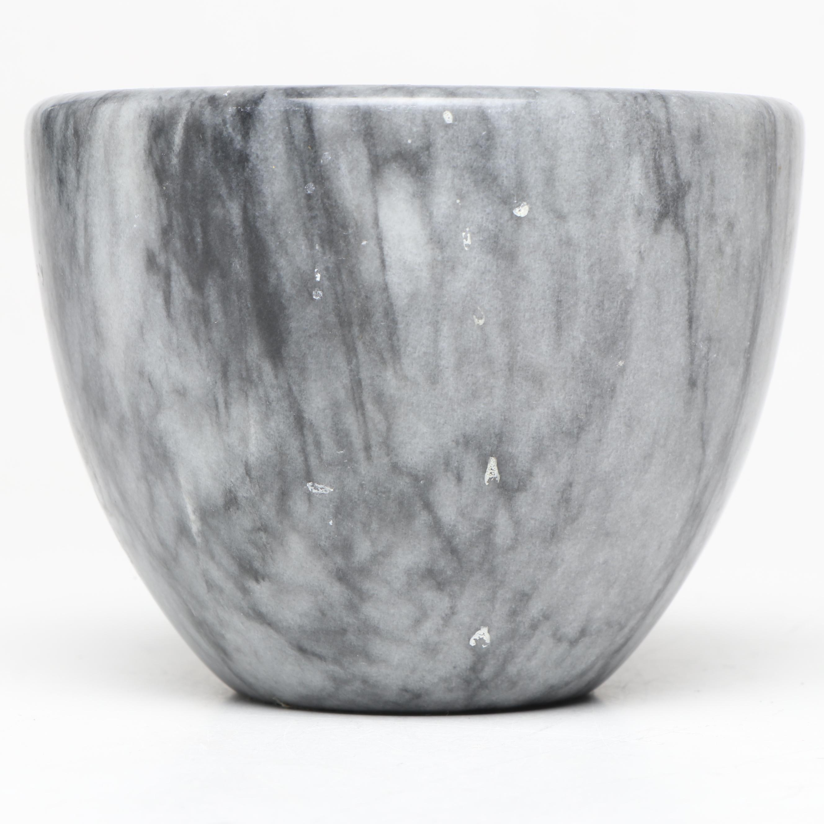 Stone Mortar and Pestle with Wood and Ceramic Spice Chest