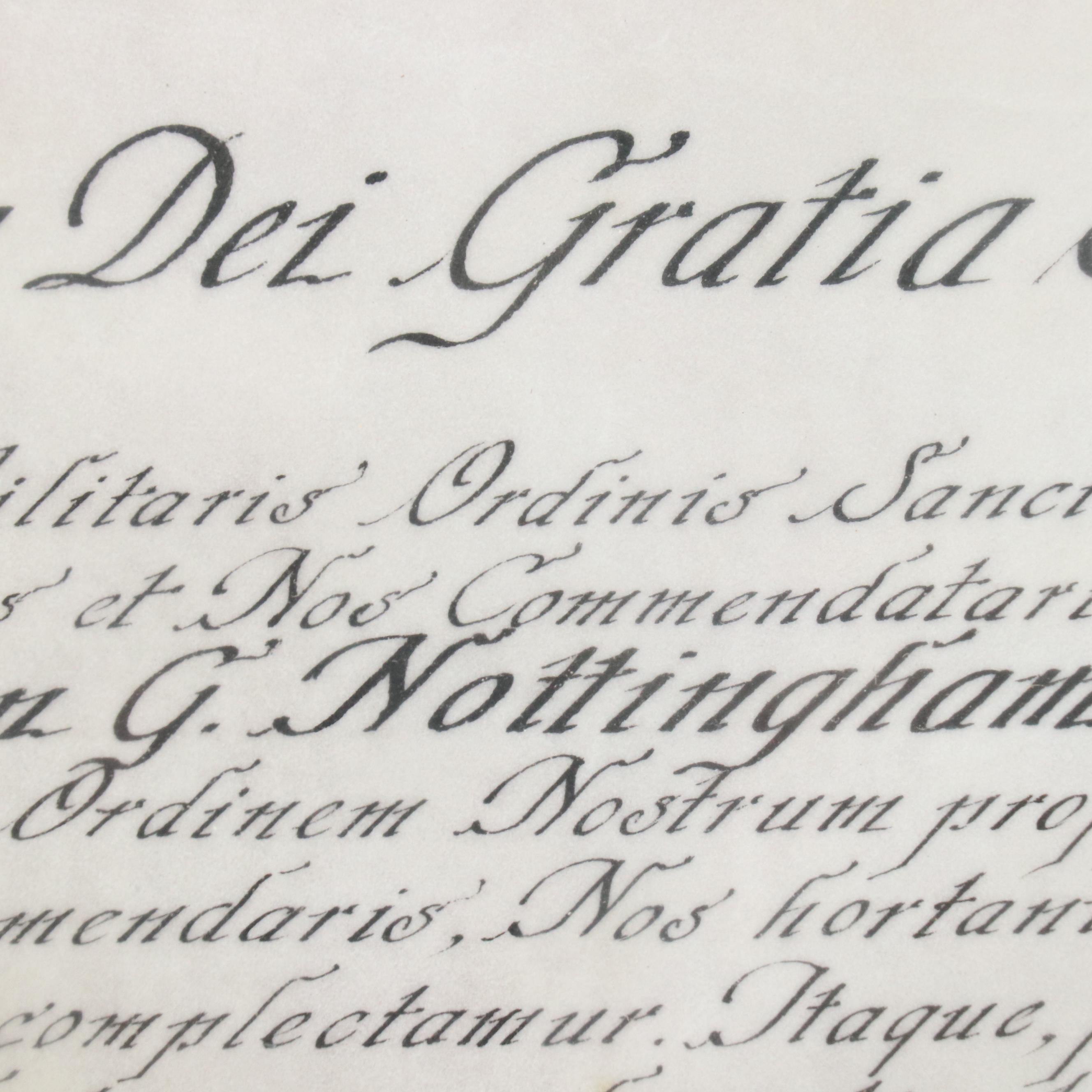 Sovereign Military Order of Malta Latin Language Membership Document