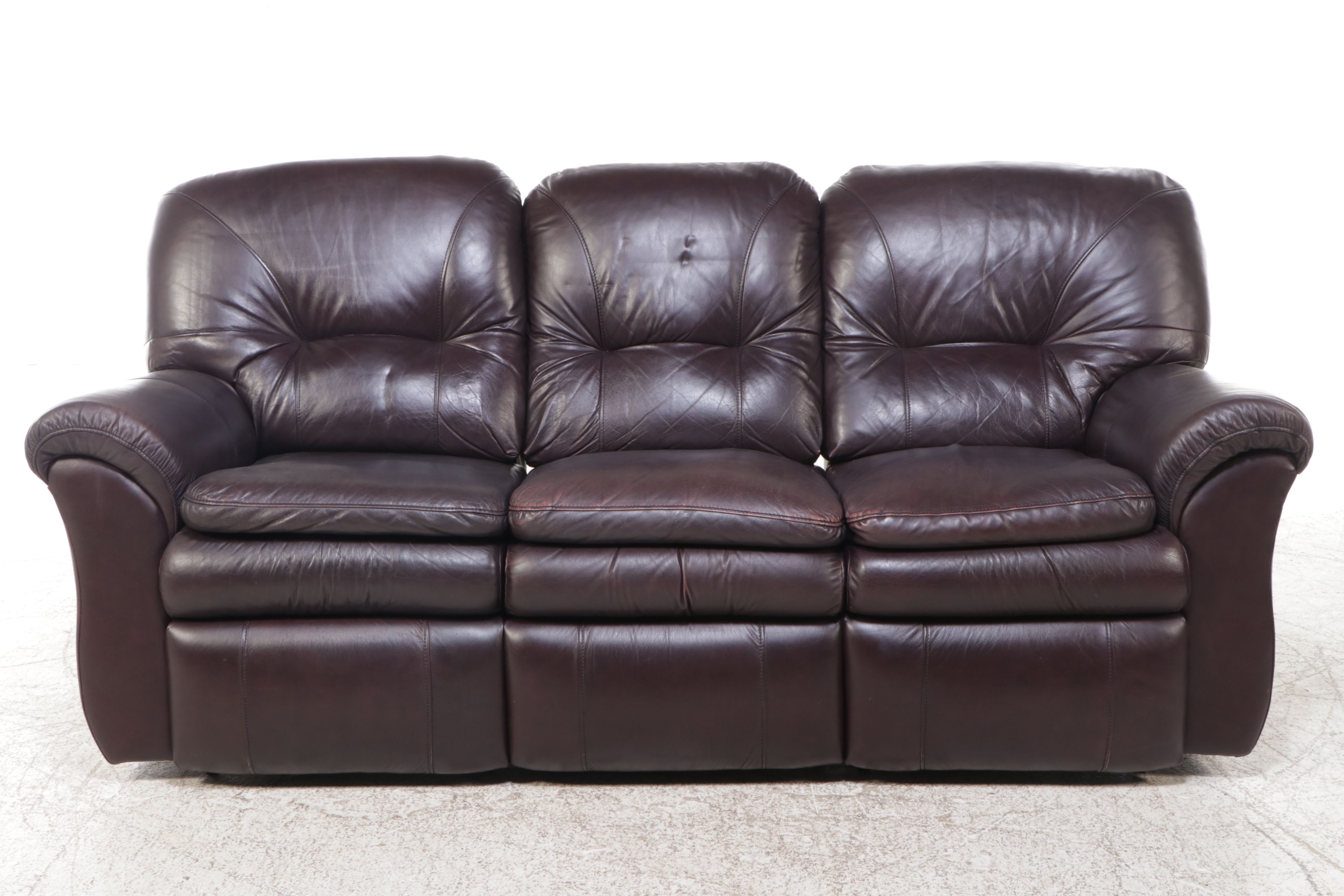 La-Z-Boy Brown Leather Upholstered Reclining Sofa, 2004