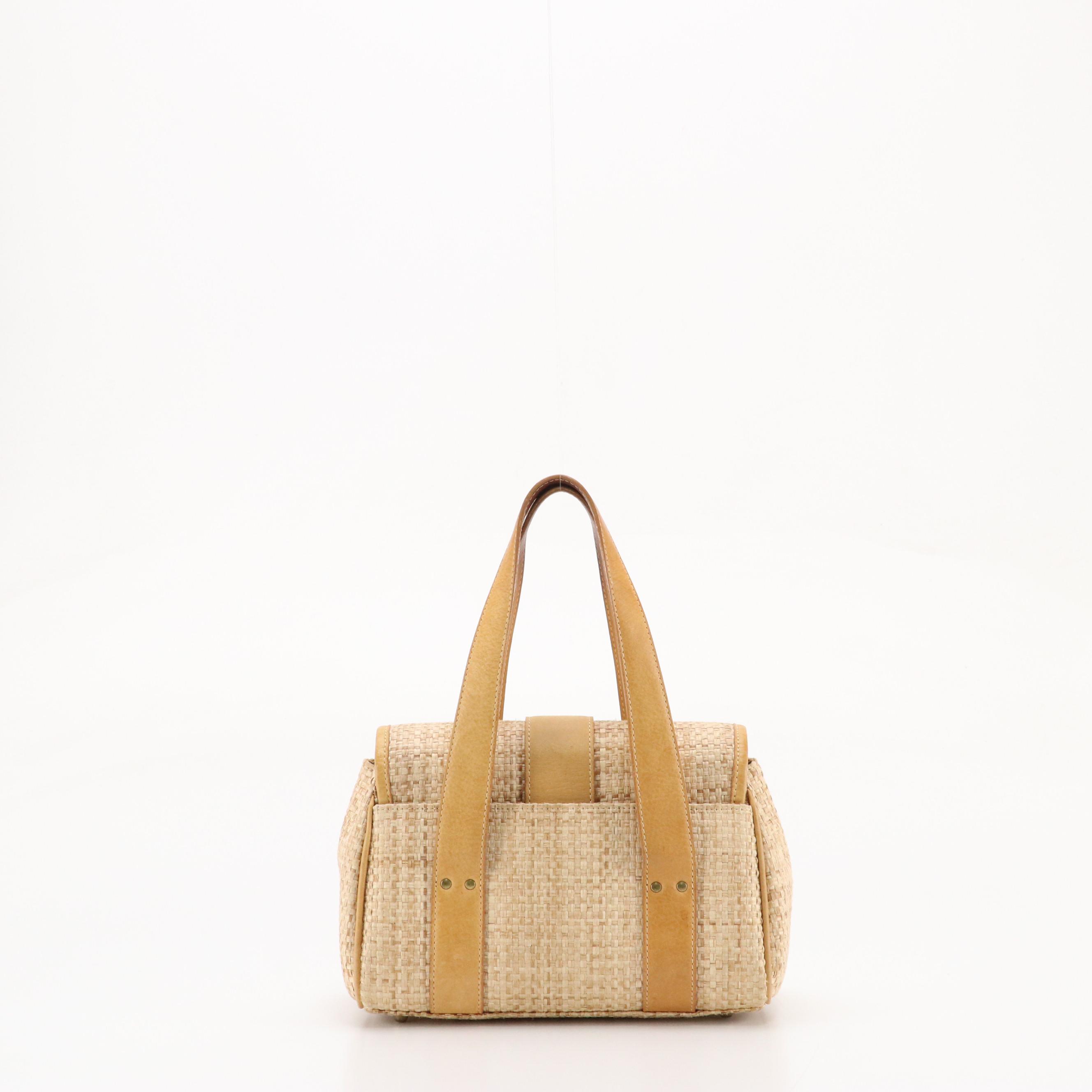 Chloé Woven Raffia and Leather Flap Handbag