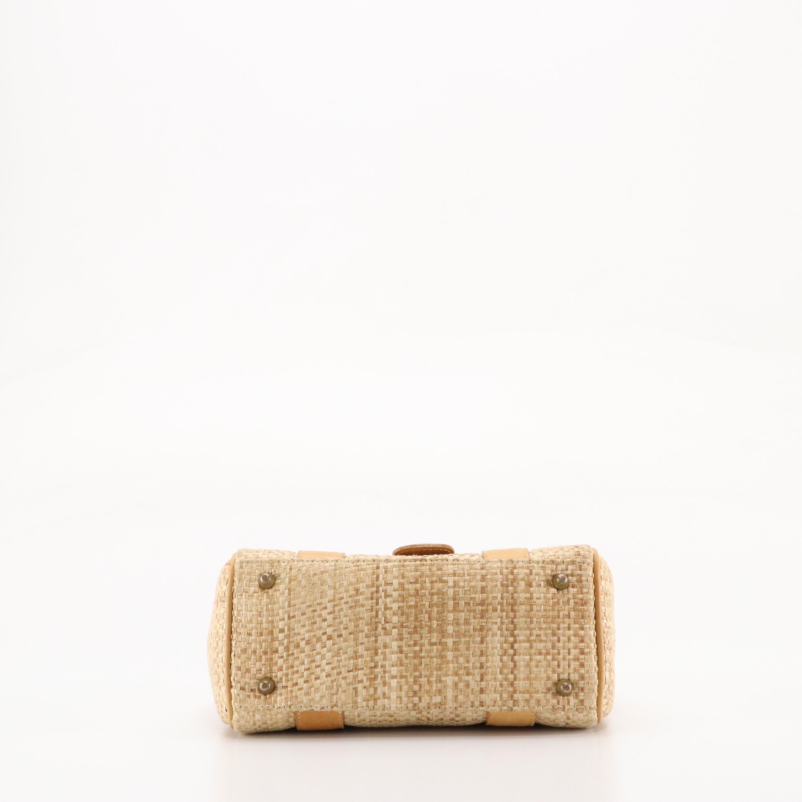 Chloé Woven Raffia and Leather Flap Handbag