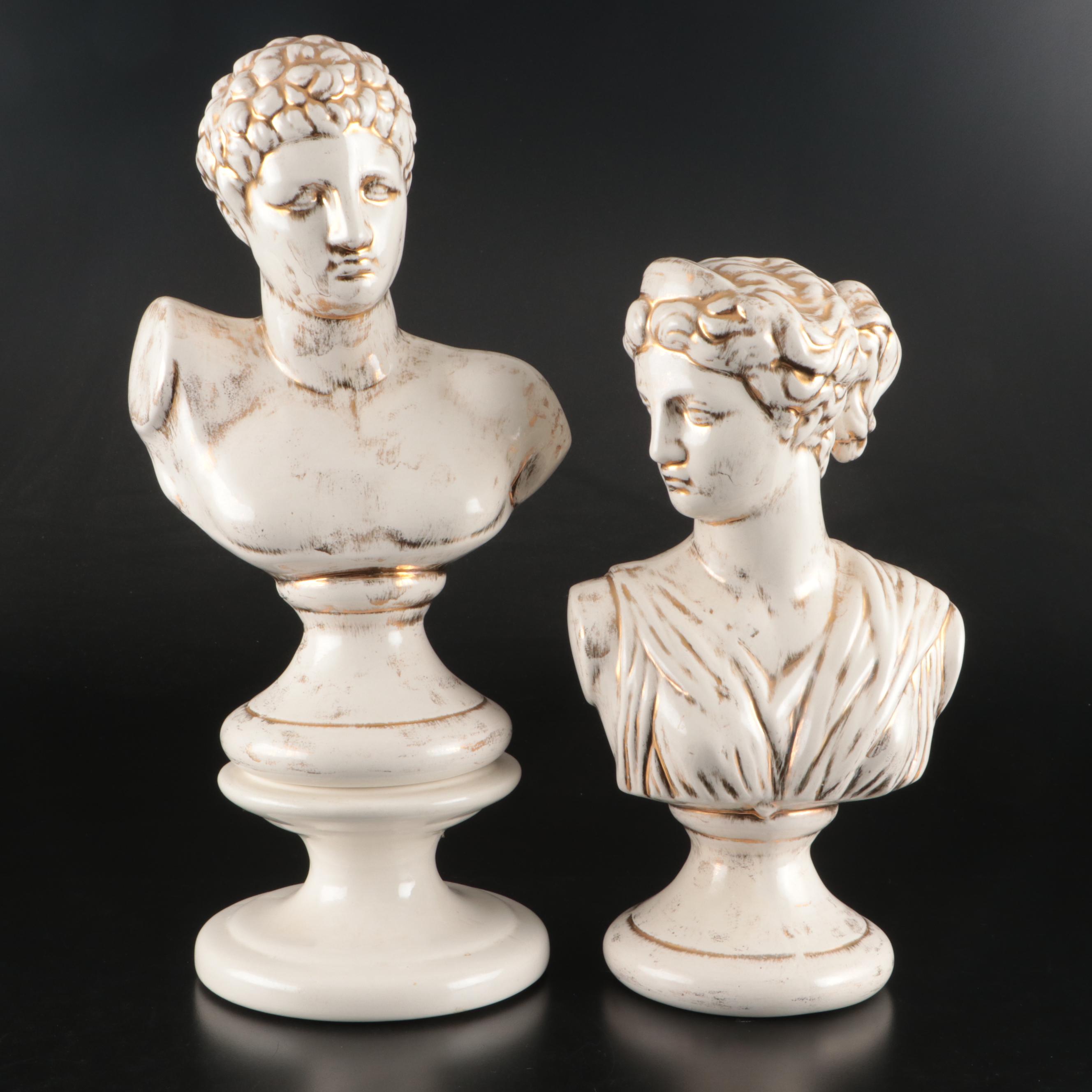 Ceramic Busts after "Bust of Diana" and "Mercury"