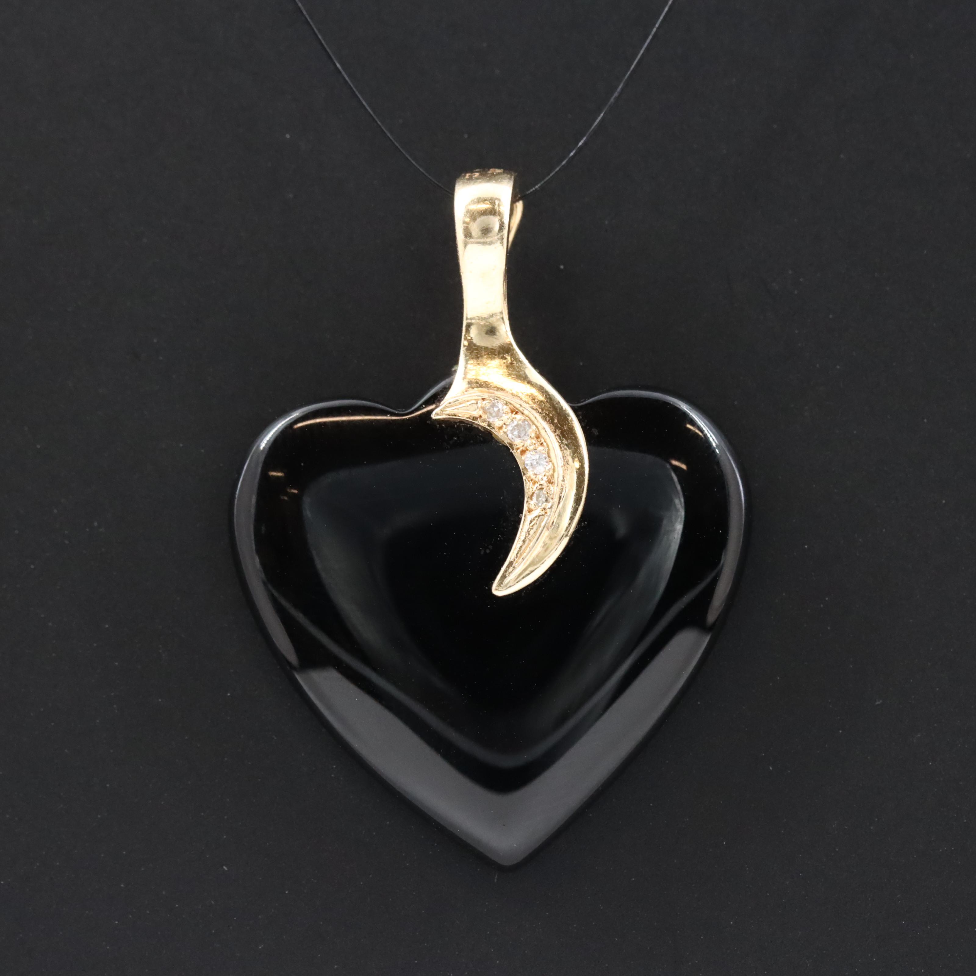 14K Obsidian and Diamond Enhancer Pendant