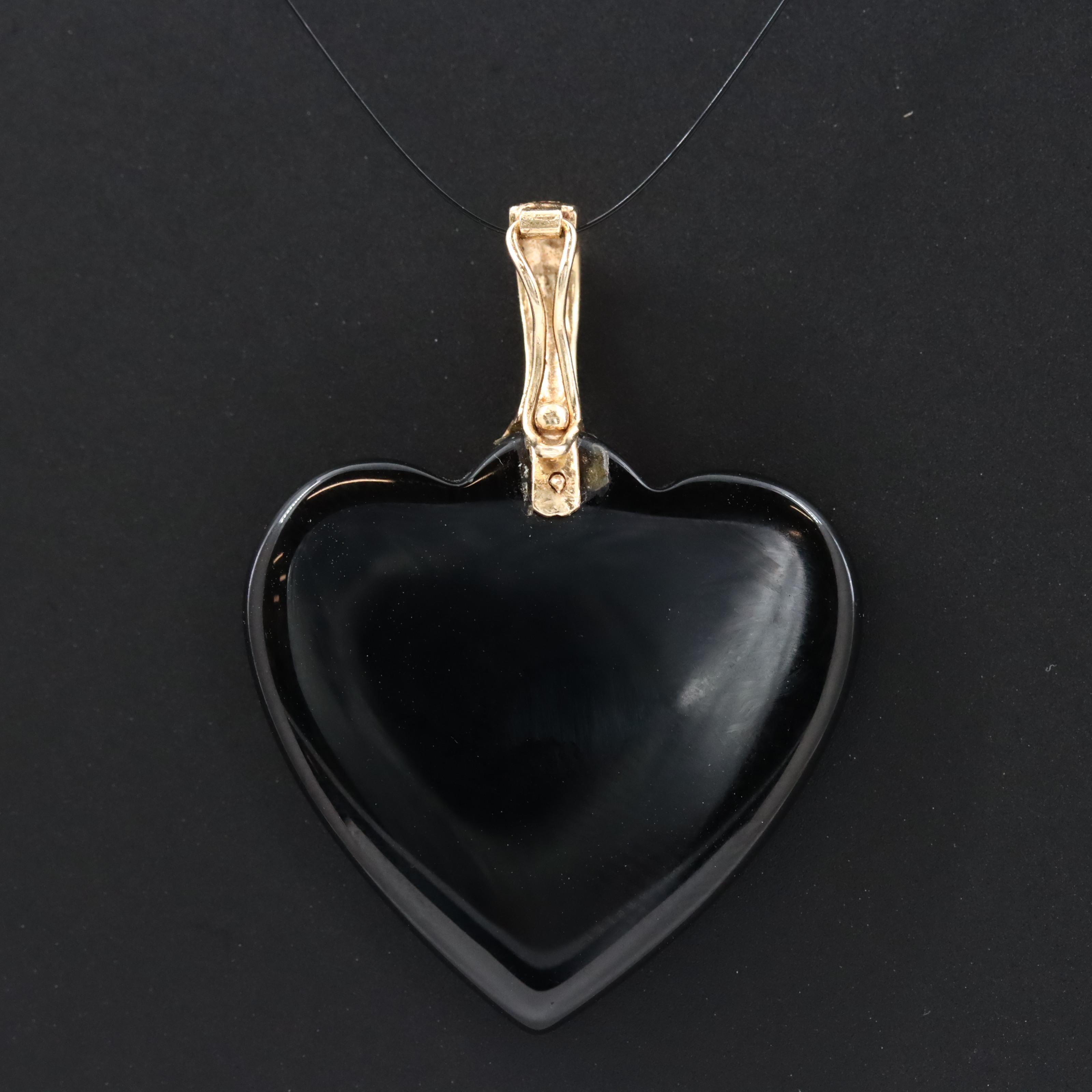 14K Obsidian and Diamond Enhancer Pendant