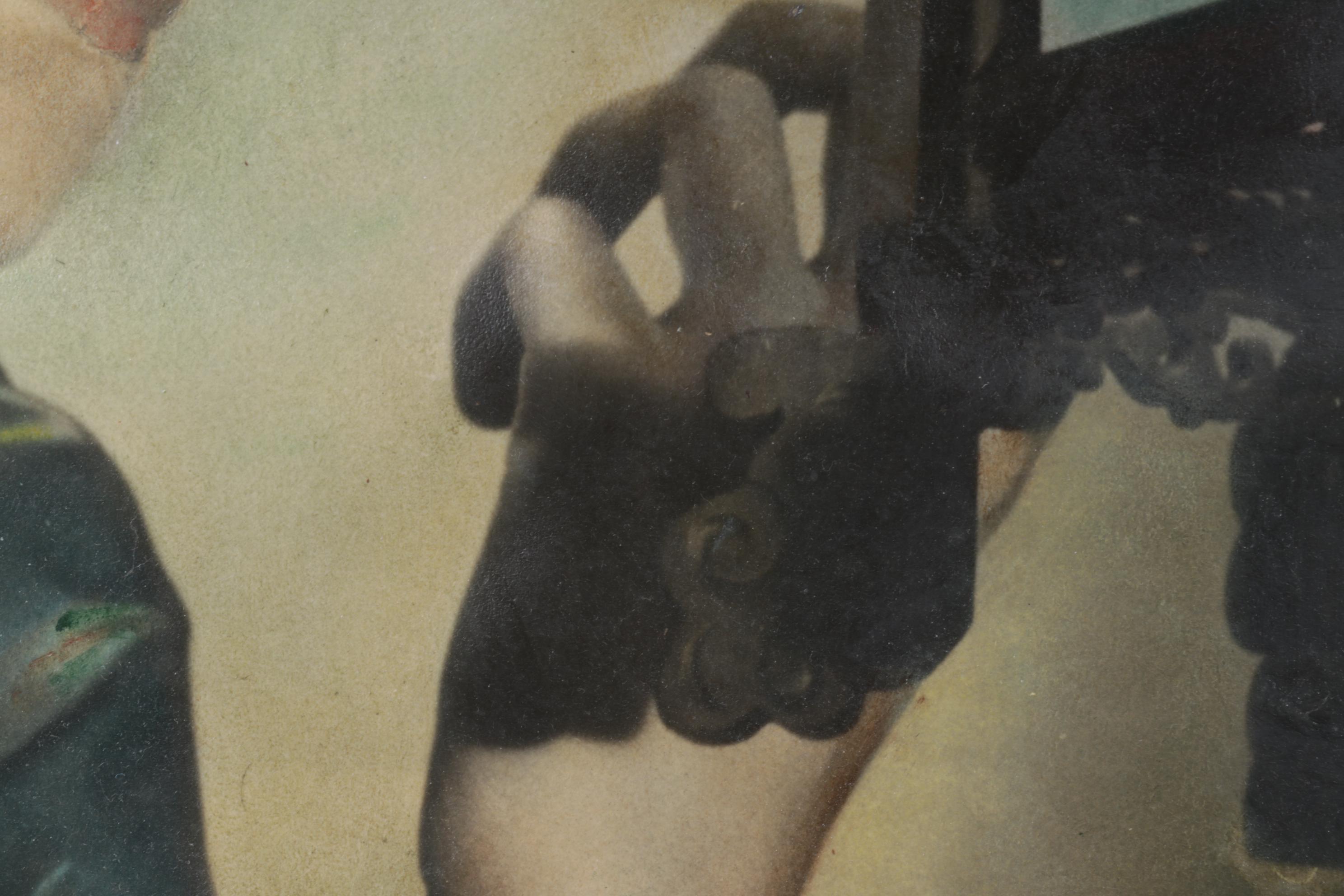 Oil Painting of Woman Gazing into Chinese Lantern