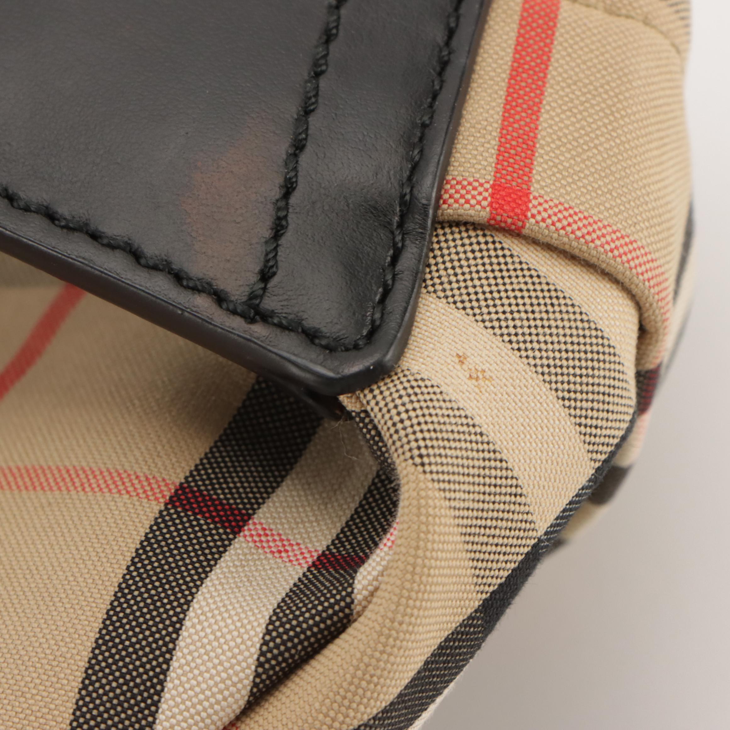 Burberry Belt Bag in House Check Nylon Canvas and Black Leather Trim