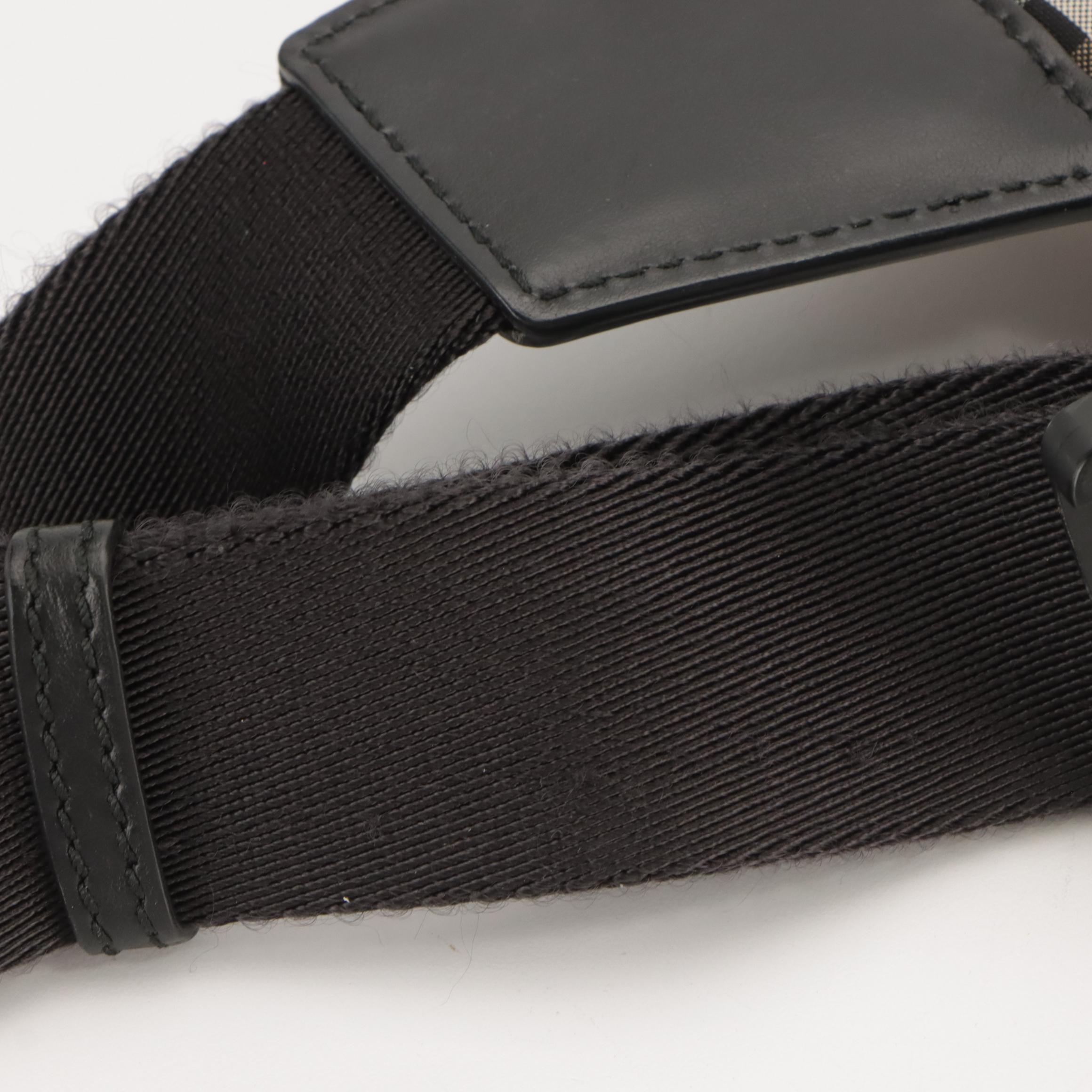 Burberry Belt Bag in House Check Nylon Canvas and Black Leather Trim