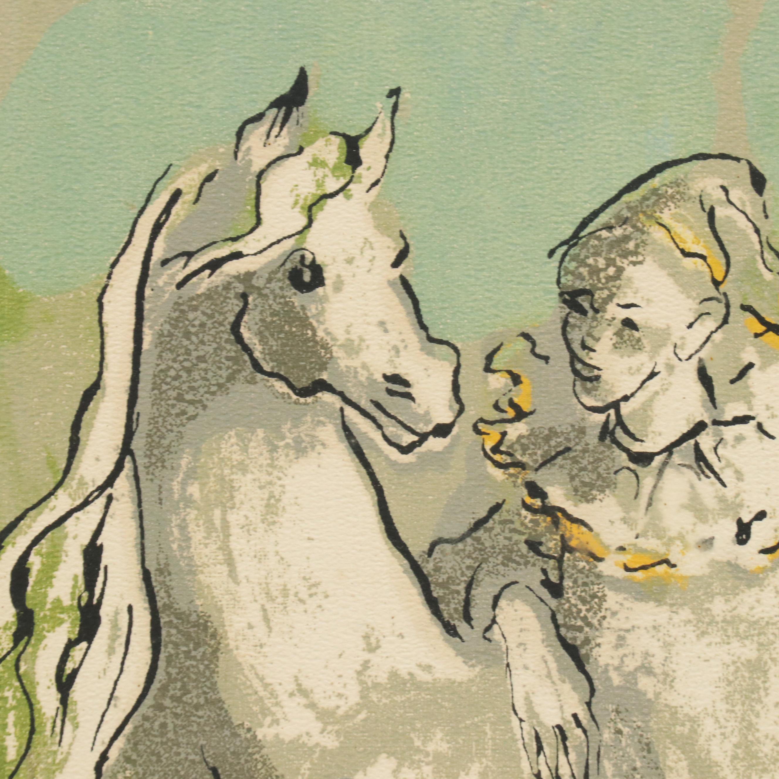 Leslie Larsson Serigraph of Performer and Horse, Mid-Late 20th Century