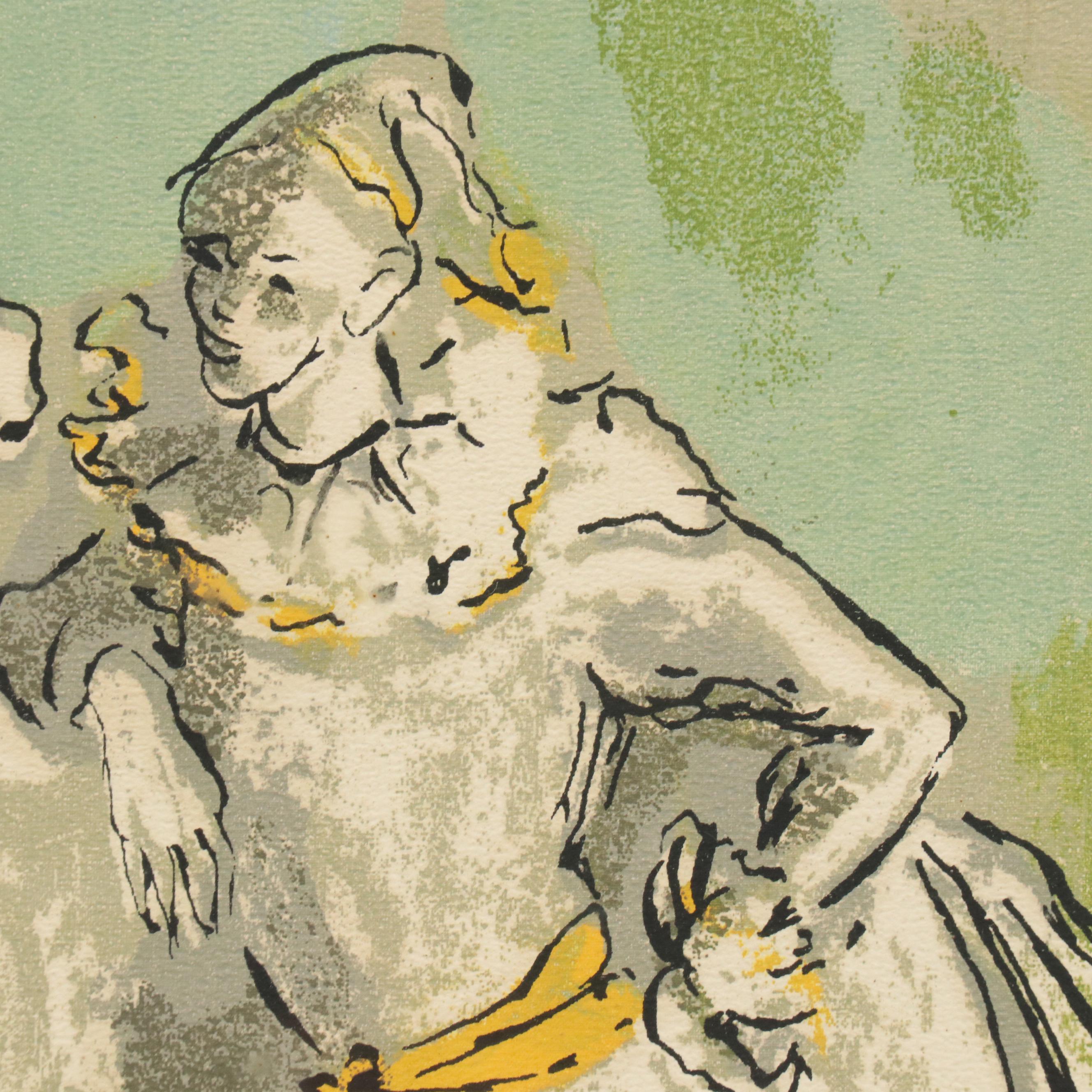 Leslie Larsson Serigraph of Performer and Horse, Mid-Late 20th Century