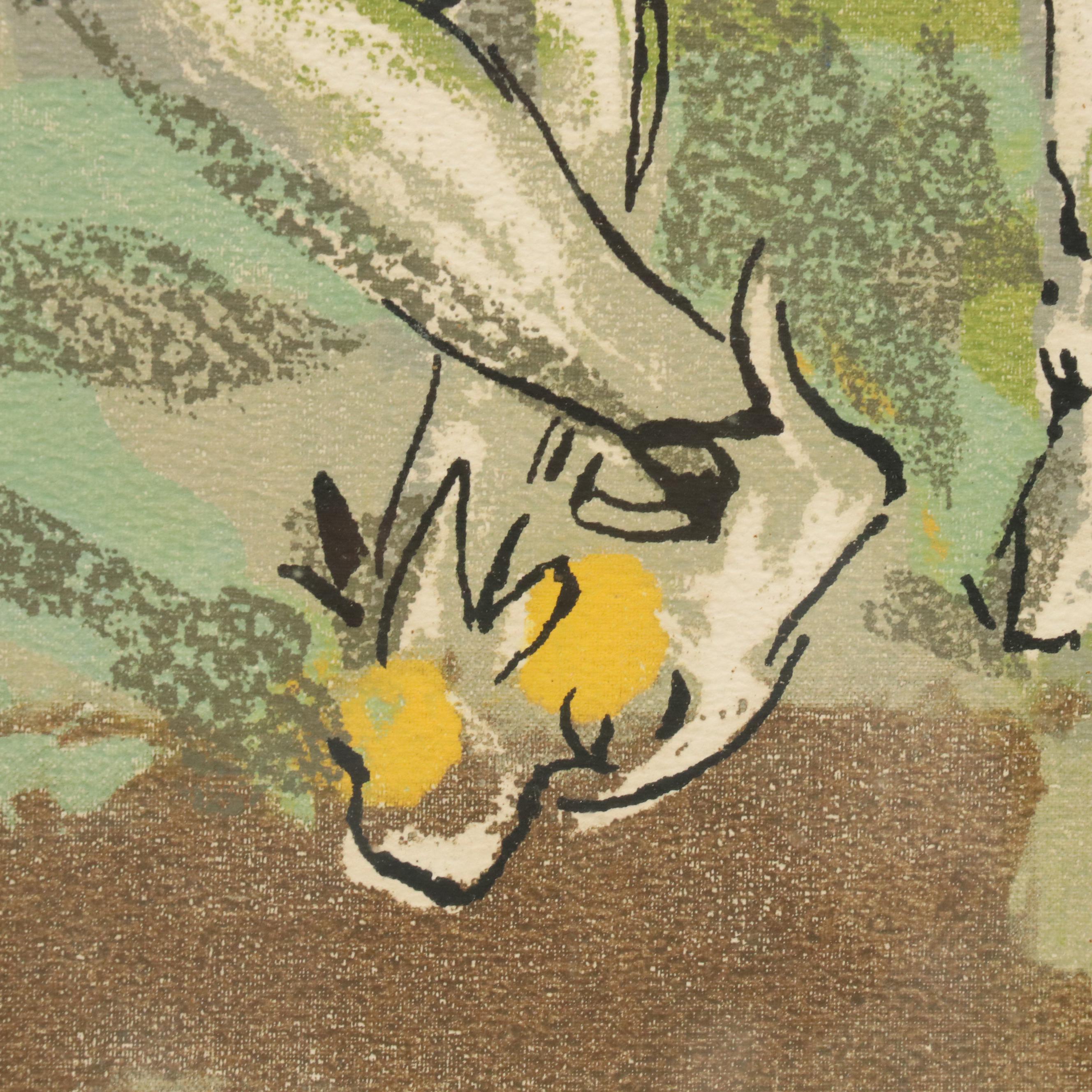 Leslie Larsson Serigraph of Performer and Horse, Mid-Late 20th Century