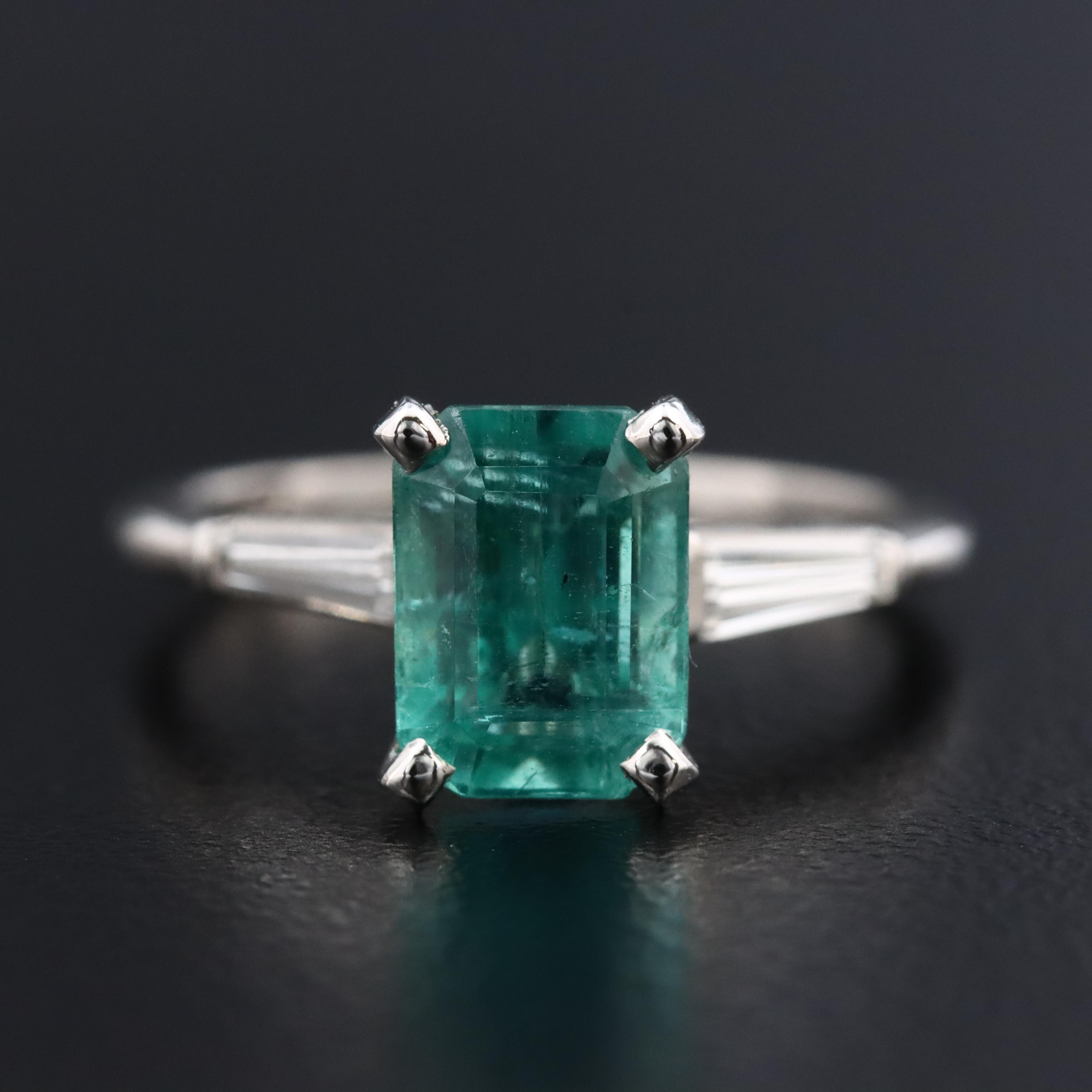 Platinum 2.06 CT Zambian Emerald and Diamond Ring with GIA Report