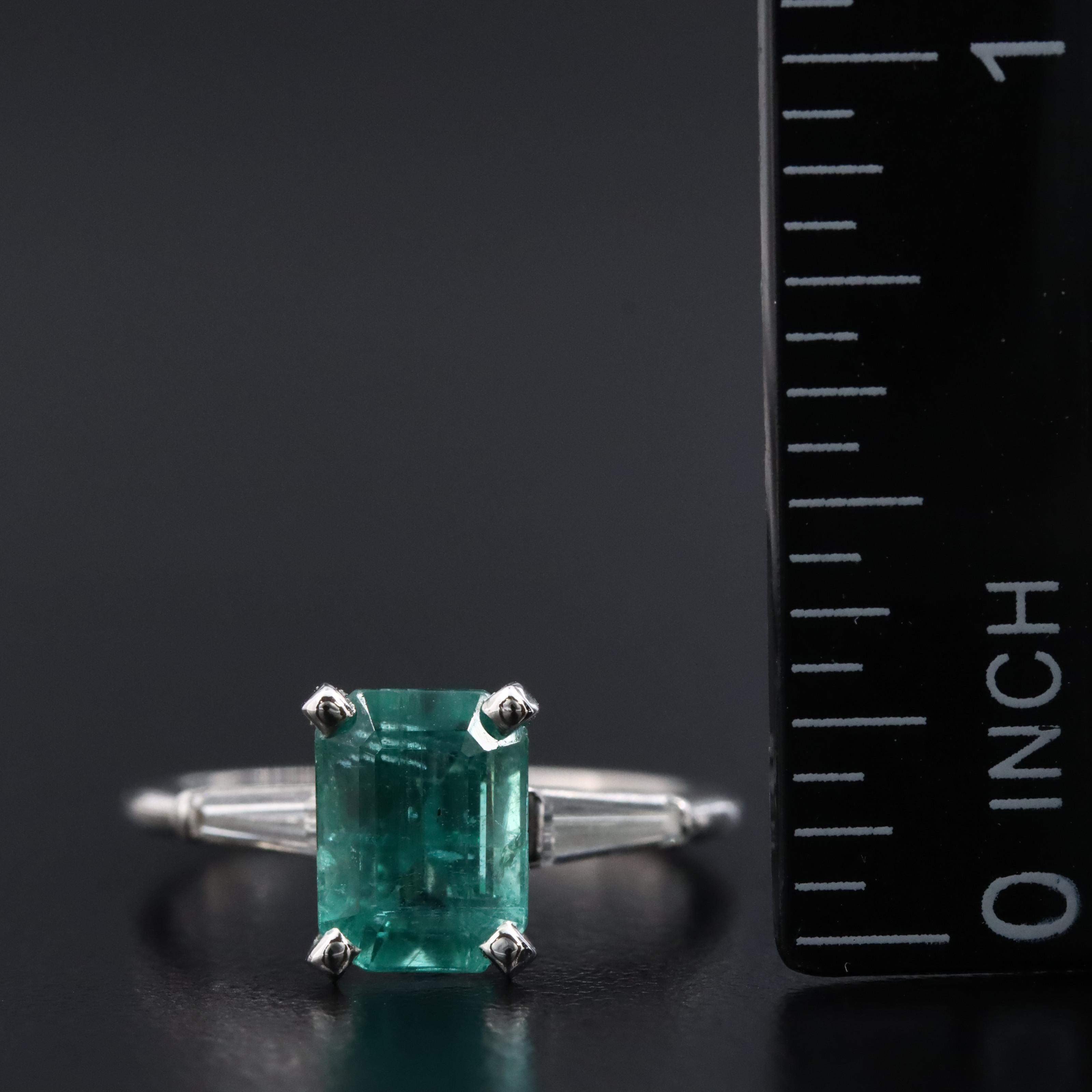 Platinum 2.06 CT Zambian Emerald and Diamond Ring with GIA Report