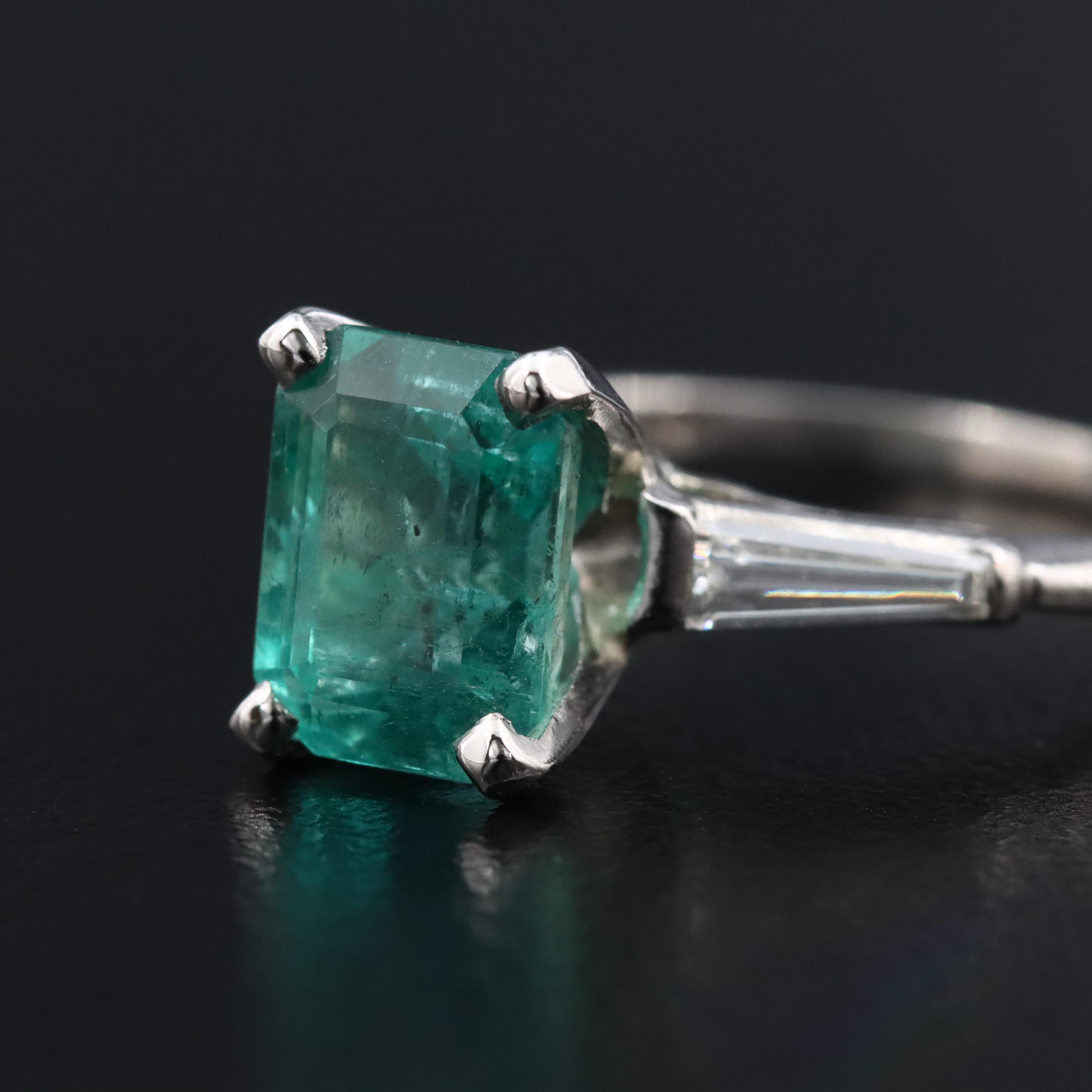 Platinum 2.06 CT Zambian Emerald and Diamond Ring with GIA Report