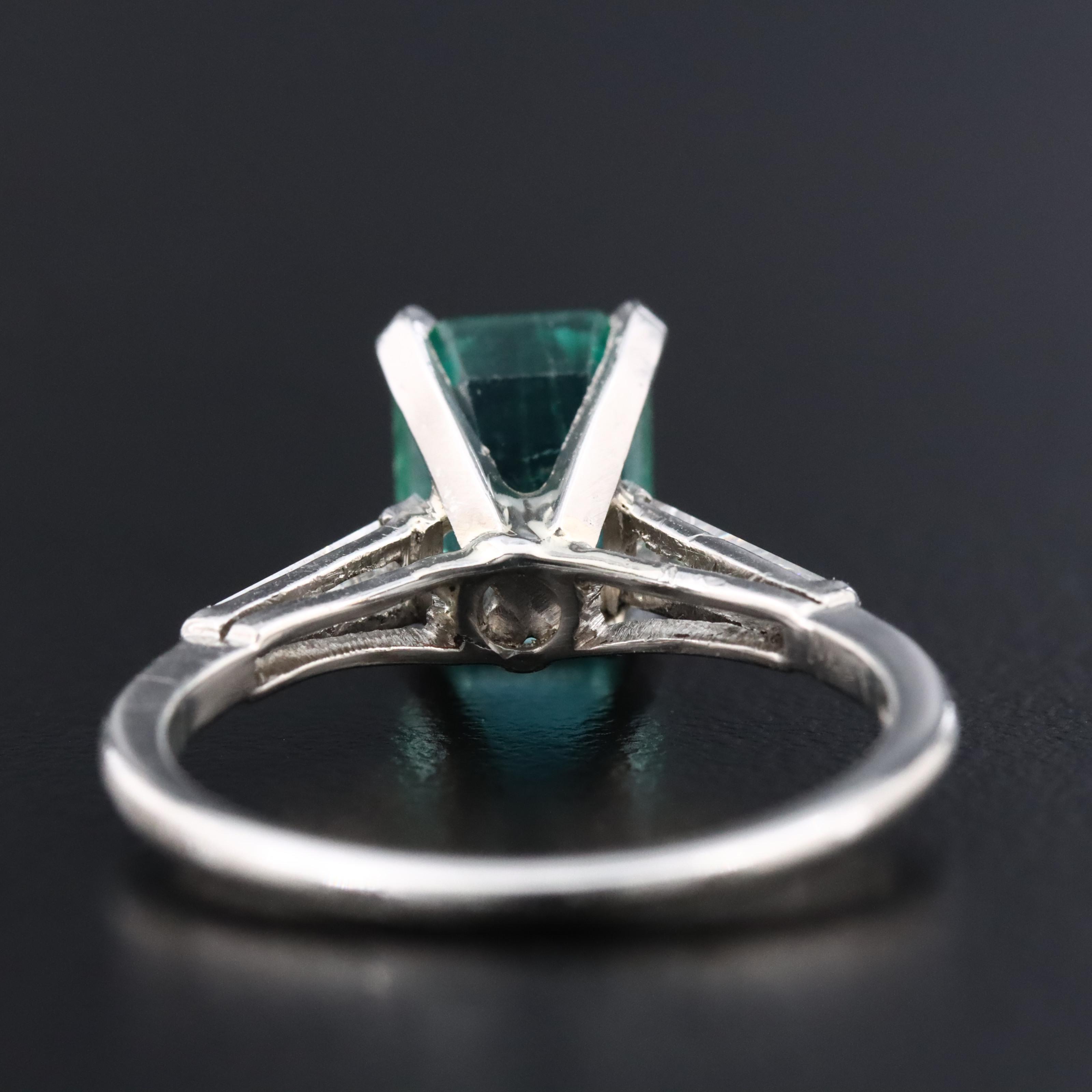 Platinum 2.06 CT Zambian Emerald and Diamond Ring with GIA Report