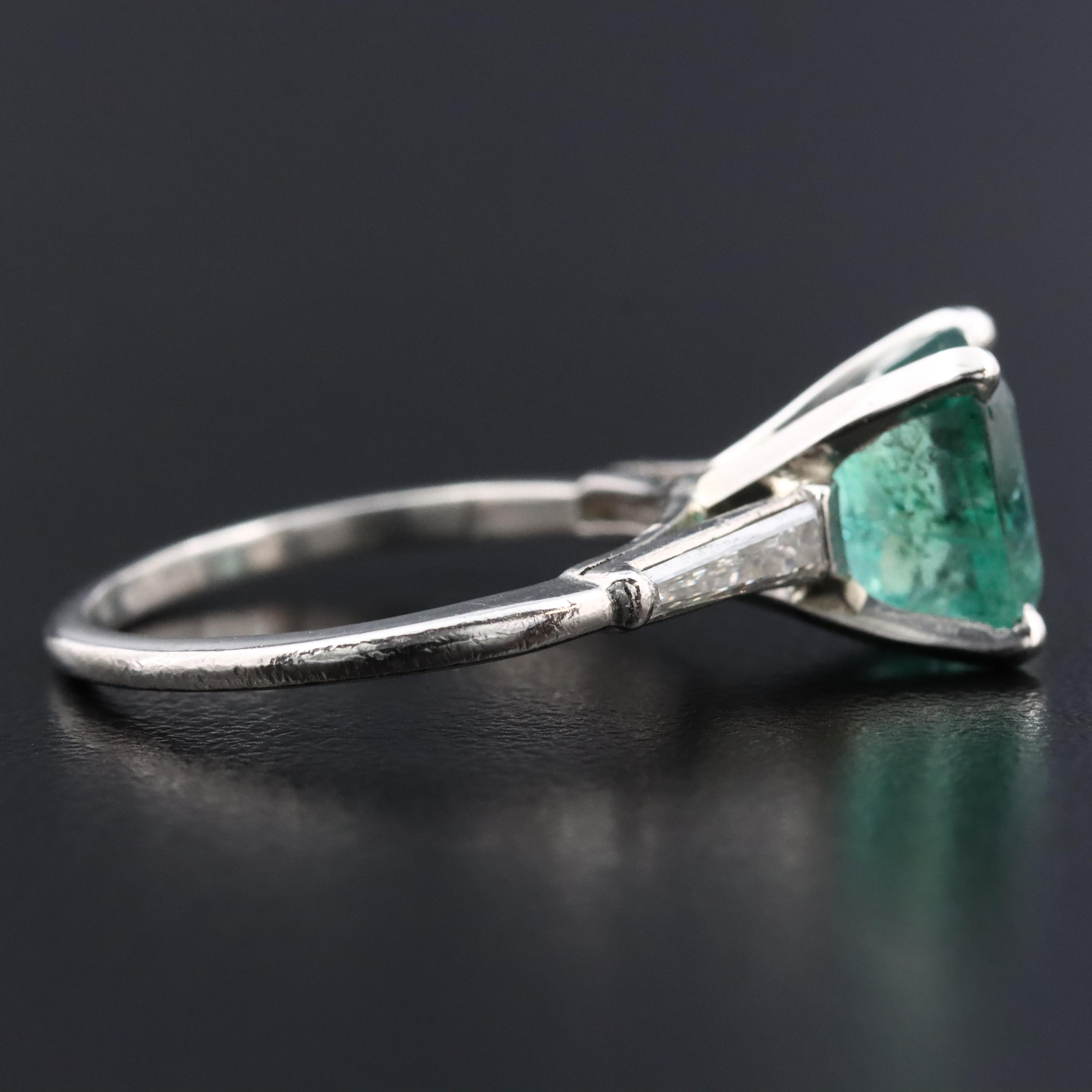 Platinum 2.06 CT Zambian Emerald and Diamond Ring with GIA Report