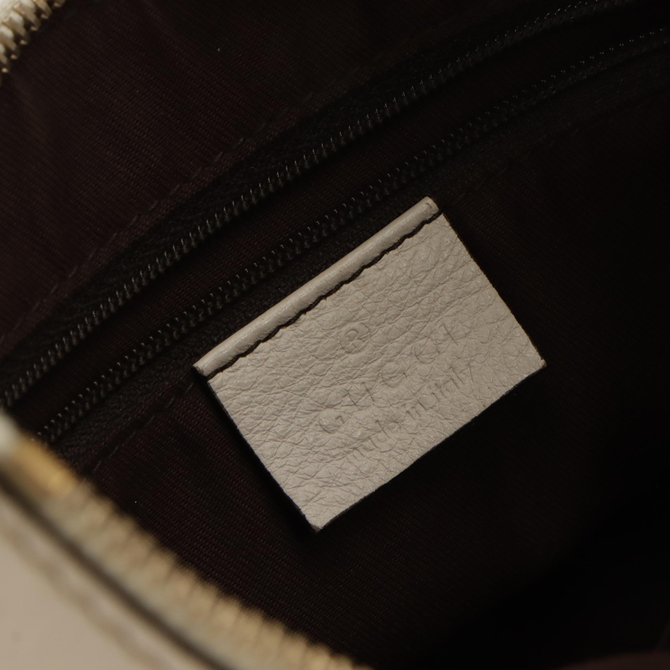 Gucci Abbey D-Ring Shoulder Bag in GG Monogram Canvas and White Leather Trim