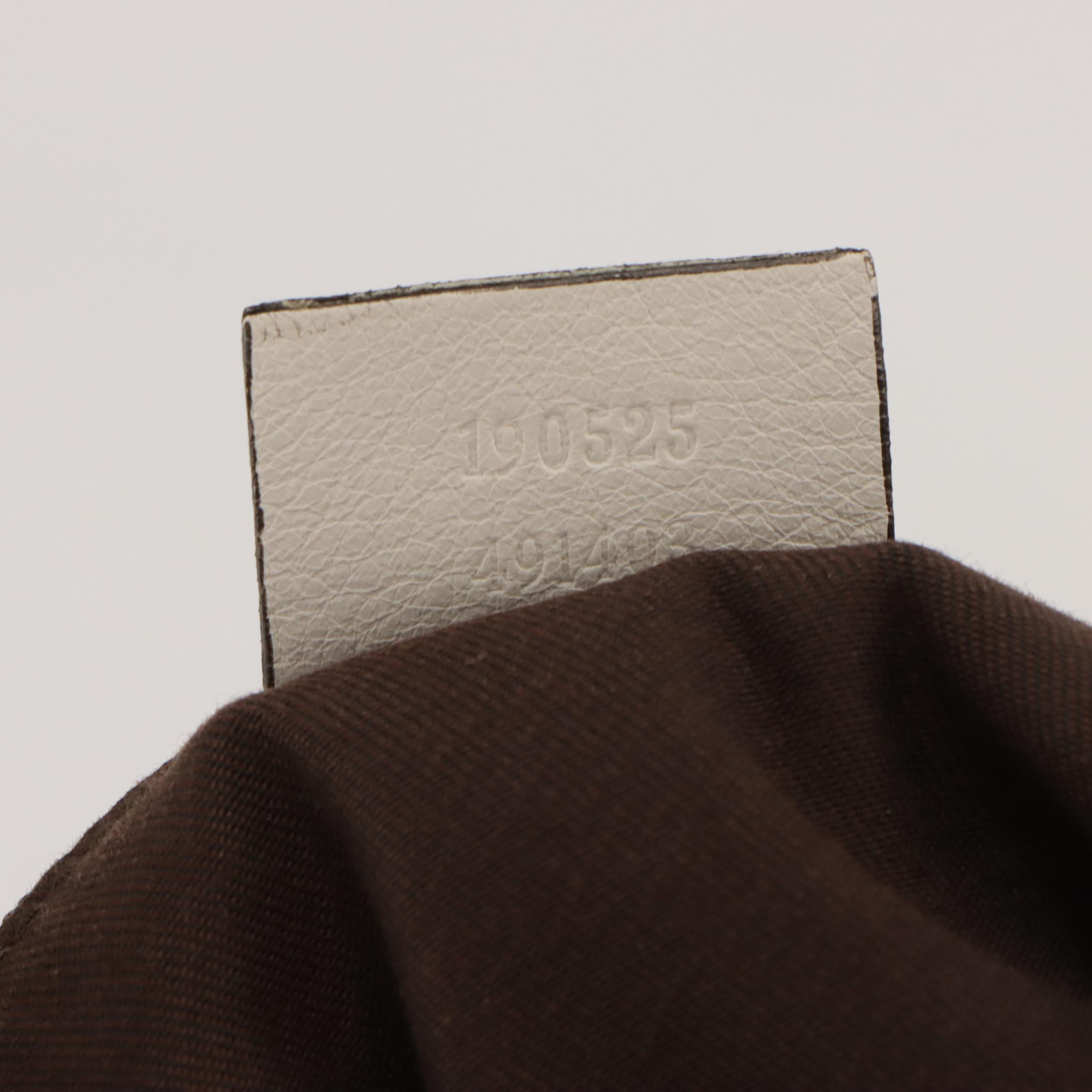 Gucci Abbey D-Ring Shoulder Bag in GG Monogram Canvas and White Leather Trim