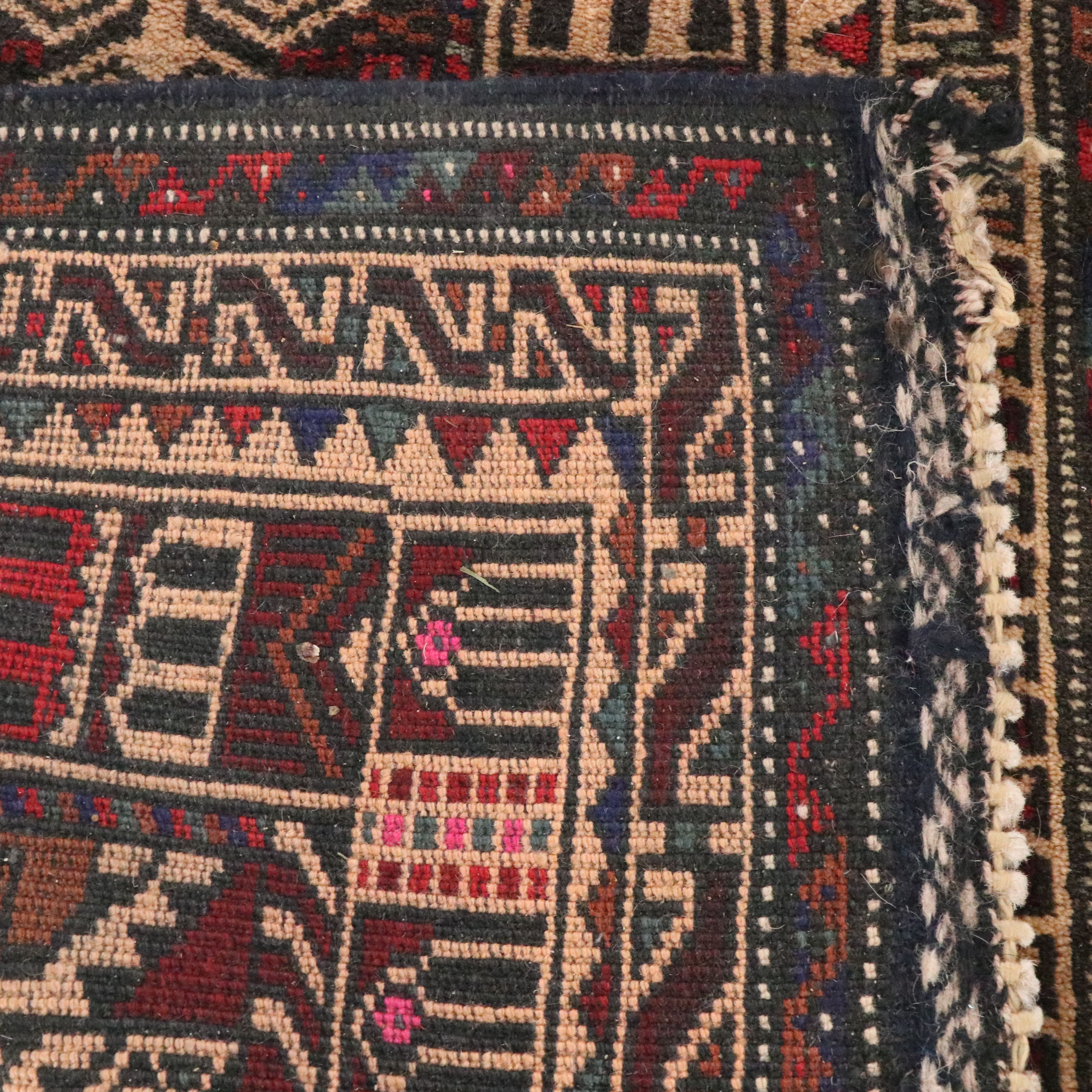 1'10 x 2'6 Hand-Knotted Afghan Baluch Accent Rug