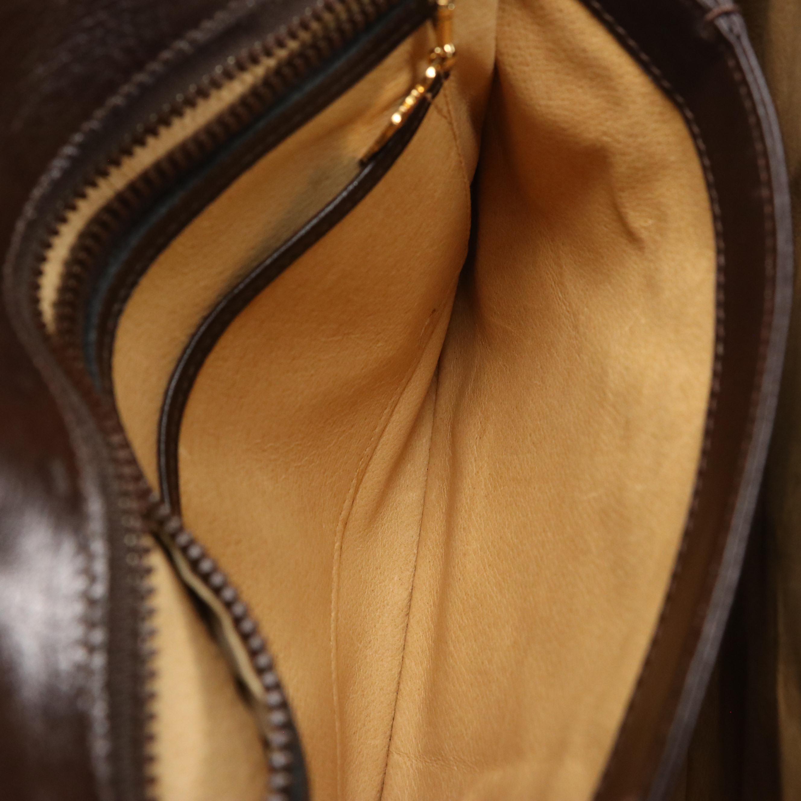 Gucci Brown Leather Flap Handbag with G Twist Lock Hardware