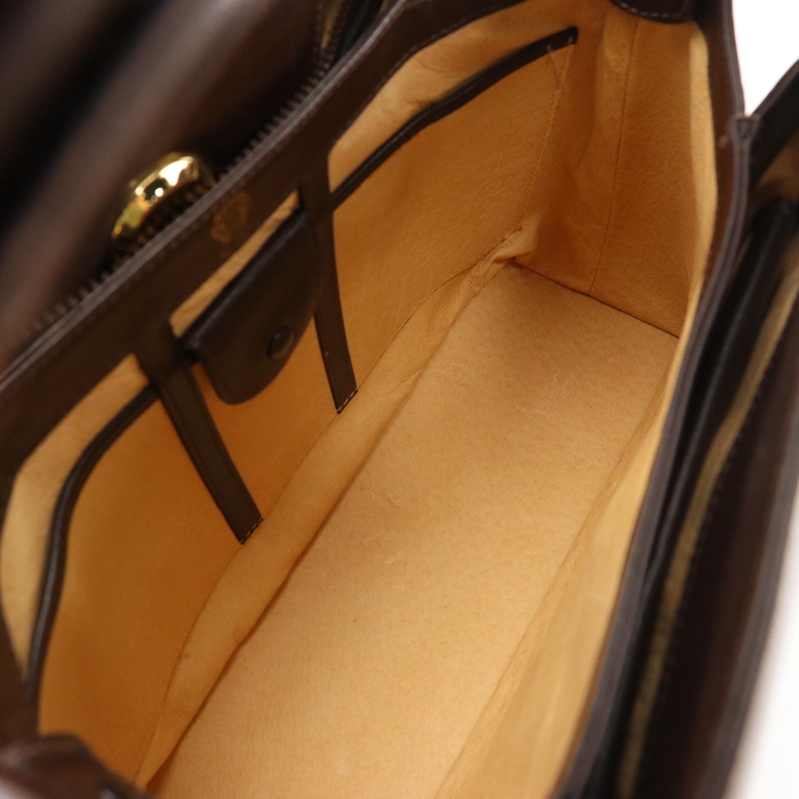 Gucci Brown Leather Flap Handbag with G Twist Lock Hardware