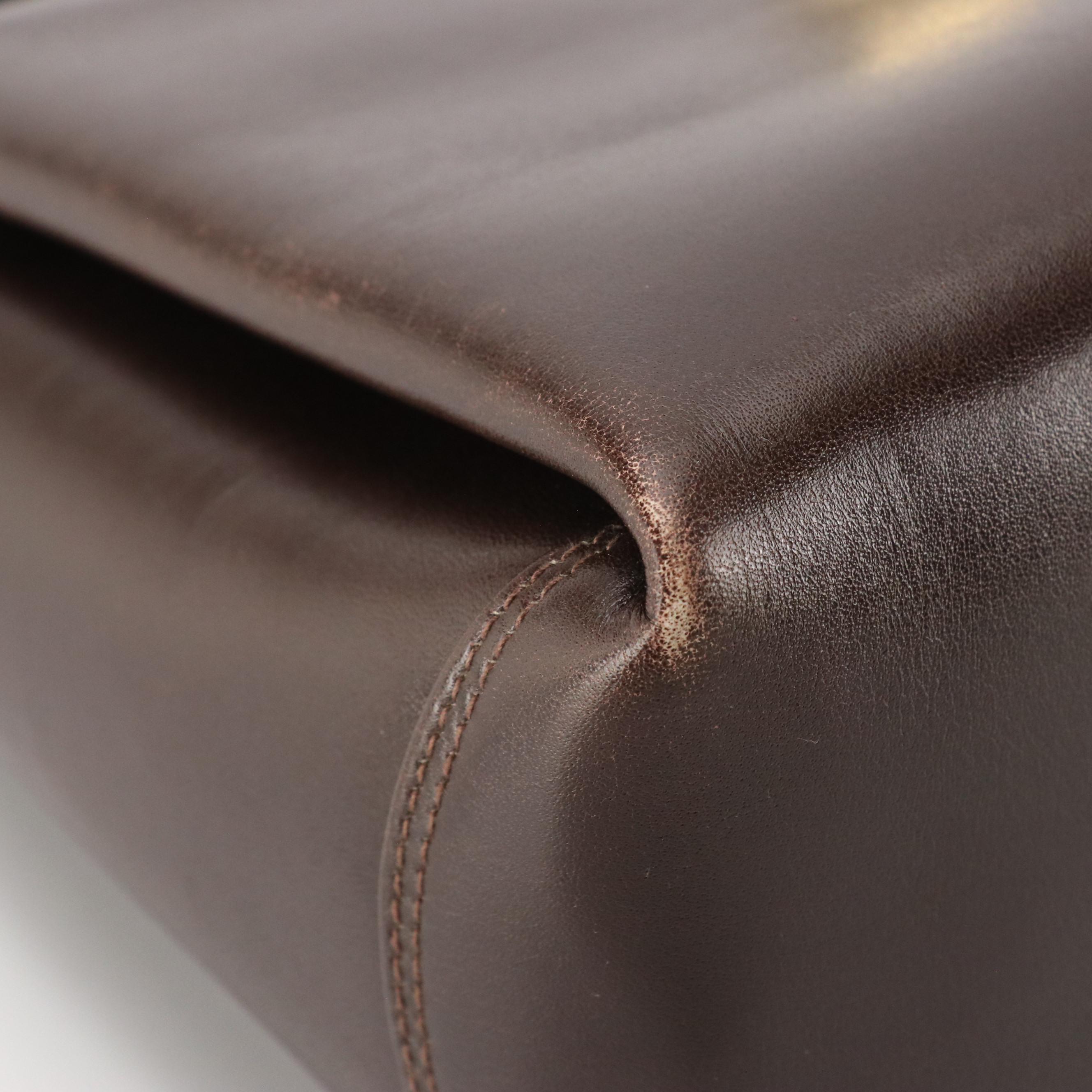 Gucci Brown Leather Flap Handbag with G Twist Lock Hardware